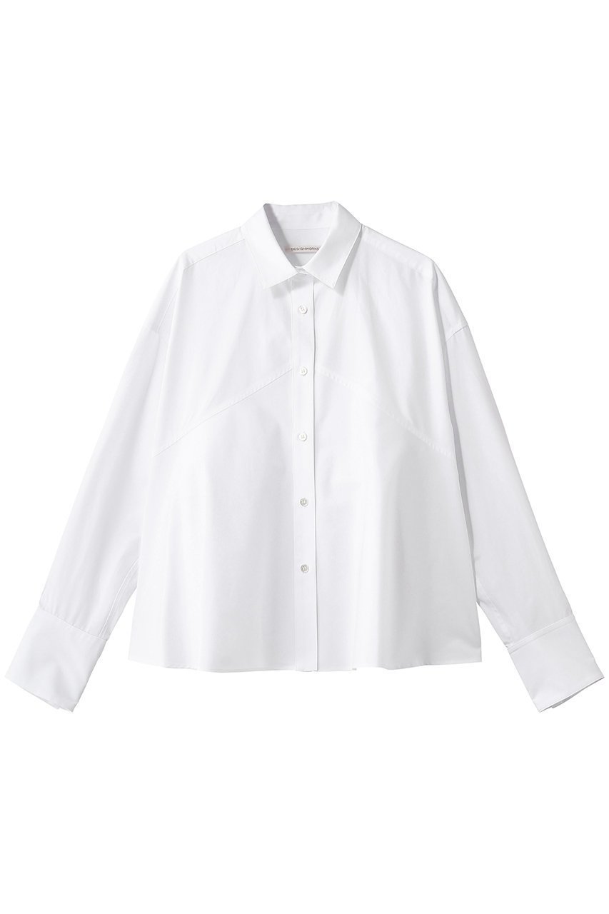 【デザイン ワークス/DESIGN WORKS】のシルケットペプラムシャツ インテリア・キッズ・メンズ・レディースファッション・服の通販 founy(ファニー) 　ファッション　Fashion　レディースファッション　Fashion for Women　トップス・カットソー　Cut & Sew Tops　シャツ・ブラウス・オフィスカジュアル　Elegant Blouses & Button-Ups　シルケット　Silket, Silky Cotton　スリーブ　Sleeve, Long Sleeve / Short Sleeve　センター　Center, Center Line　デニム　Denim, Jeans Material　フレア　Flare, Flared　ペプラム　Peplum, Flared Hem　ロング　Long, Long-Length　エレガント 上品　Elegant　ホワイト|ID: prp329100004875237 ipo3291000000036363609