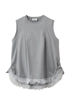 【ルール ロジェット/leur logette】のコットンノースリーブチュールヘムトップス 人気、トレンドファッション・服の通販 founy(ファニー) ファッション Fashion レディースファッション Fashion for Women トップス・カットソー Cut & Sew Tops キャミソール&ノースリーブ Camisoles & Sleeveless Tops シャツ・ブラウス・オフィスカジュアル Elegant Blouses & Button-Ups ロングTシャツ・Tシャツ Longline T-Shirts & Tees カットソー・ベーシックTシャツ Cut-and-Sewn Tops / Stretch Tees & Basics キャミソール Camisole, Spaghetti Strap Top タンク Tank Top, Sleeveless Top チュール Tulip, Tulip Motif フェミニン Feminine, Girly 新作・新入荷 New Arrivals / New In |ID:prp329100004875260