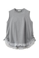 【ルール ロジェット/leur logette】のコットンノースリーブチュールヘムトップス 人気、トレンドファッション・服の通販 founy(ファニー) ファッション Fashion レディースファッション Fashion for Women トップス・カットソー Cut & Sew Tops キャミソール&ノースリーブ Camisoles & Sleeveless Tops シャツ・ブラウス・オフィスカジュアル Elegant Blouses & Button-Ups ロングTシャツ・Tシャツ Longline T-Shirts & Tees カットソー・ベーシックTシャツ Cut-and-Sewn Tops / Stretch Tees & Basics キャミソール Camisole, Spaghetti Strap Top タンク Tank Top, Sleeveless Top チュール Tulip, Tulip Motif フェミニン Feminine, Girly 新作・新入荷 New Arrivals / New In |ID:prp329100004875260