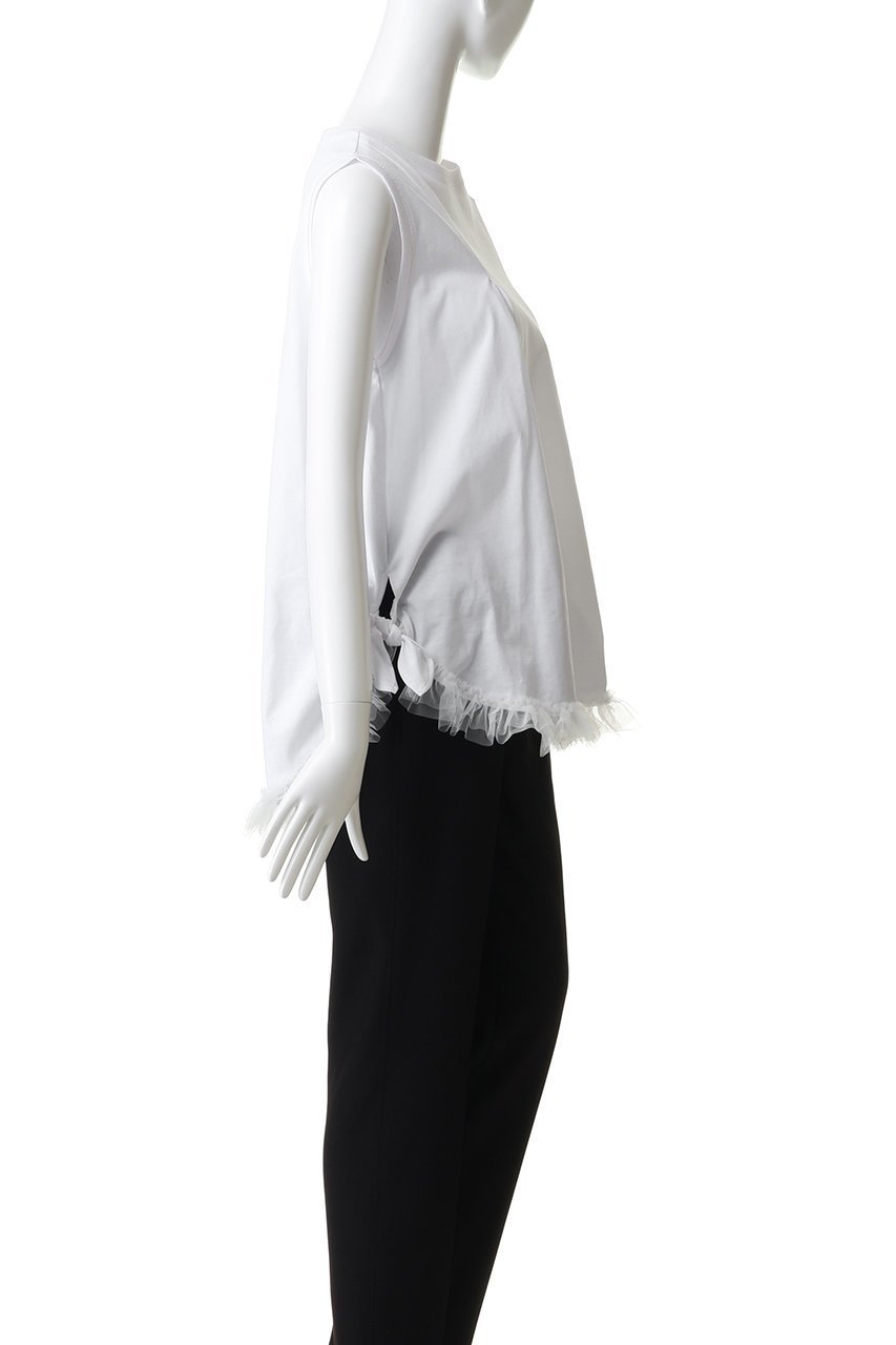 【ルール ロジェット/leur logette】のコットンノースリーブチュールヘムトップス 人気、トレンドファッション・服の通販 founy(ファニー) 　ファッション　Fashion　レディースファッション　Fashion for Women　トップス・カットソー　Cut & Sew Tops　キャミソール&ノースリーブ　Camisoles & Sleeveless Tops　シャツ・ブラウス・オフィスカジュアル　Elegant Blouses & Button-Ups　ロングTシャツ・Tシャツ　Longline T-Shirts & Tees　カットソー・ベーシックTシャツ　Cut-and-Sewn Tops / Stretch Tees & Basics　キャミソール　Camisole, Spaghetti Strap Top　タンク　Tank Top, Sleeveless Top　チュール　Tulip, Tulip Motif　フェミニン　Feminine, Girly　新作・新入荷　New Arrivals / New In　other-3|ID: prp329100004875260 ipo3291000000036363798