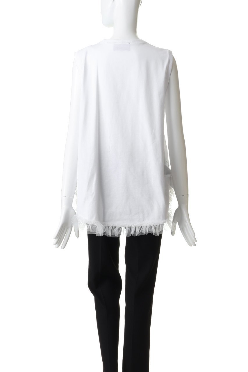 【ルール ロジェット/leur logette】のコットンノースリーブチュールヘムトップス 人気、トレンドファッション・服の通販 founy(ファニー) 　ファッション　Fashion　レディースファッション　Fashion for Women　トップス・カットソー　Cut & Sew Tops　キャミソール&ノースリーブ　Camisoles & Sleeveless Tops　シャツ・ブラウス・オフィスカジュアル　Elegant Blouses & Button-Ups　ロングTシャツ・Tシャツ　Longline T-Shirts & Tees　カットソー・ベーシックTシャツ　Cut-and-Sewn Tops / Stretch Tees & Basics　キャミソール　Camisole, Spaghetti Strap Top　タンク　Tank Top, Sleeveless Top　チュール　Tulip, Tulip Motif　フェミニン　Feminine, Girly　新作・新入荷　New Arrivals / New In　other-4|ID: prp329100004875260 ipo3291000000036363799