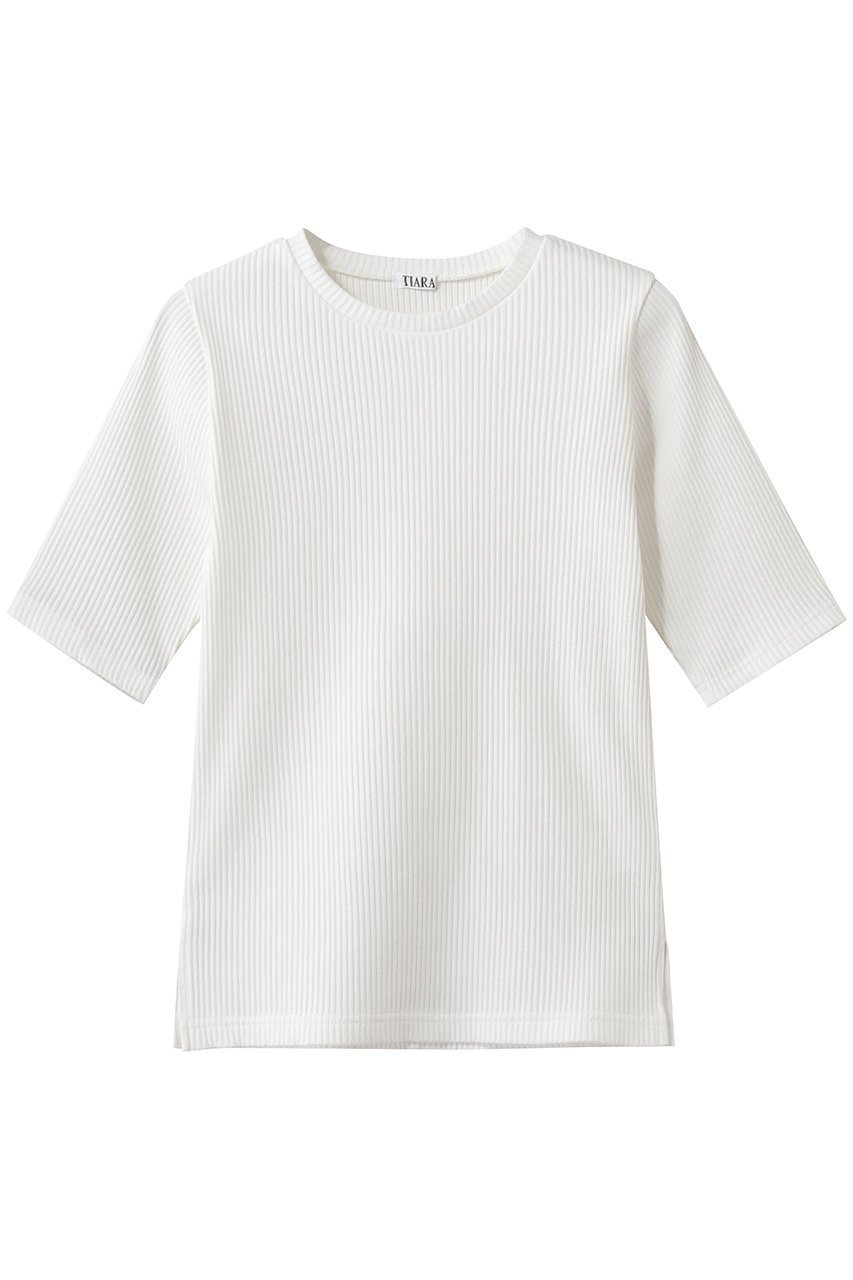 【ティアラ/Tiara】のコンパクトリブトップス インテリア・キッズ・メンズ・レディースファッション・服の通販 founy(ファニー) 　ファッション　Fashion　レディースファッション　Fashion for Women　トップス・カットソー　Cut & Sew Tops　シャツ・ブラウス・オフィスカジュアル　Elegant Blouses & Button-Ups　ロングTシャツ・Tシャツ　Longline T-Shirts & Tees　カットソー・ベーシックTシャツ　Cut-and-Sewn Tops / Stretch Tees & Basics　イエロー　Yellow　インナー　Innerwear　ショート　Short, Short Length　シンプル　Simple, Minimal　スリーブ　Sleeve, Long Sleeve / Short Sleeve　ベーシック　Basic, Essential　リブニット　Rib Knit, Ribbed Knit　エレガント 上品　Elegant　半袖　Short Sleeve, Half Sleeve　新作・新入荷　New Arrivals / New In　ホワイト|ID: prp329100004875267 ipo3291000000036363846