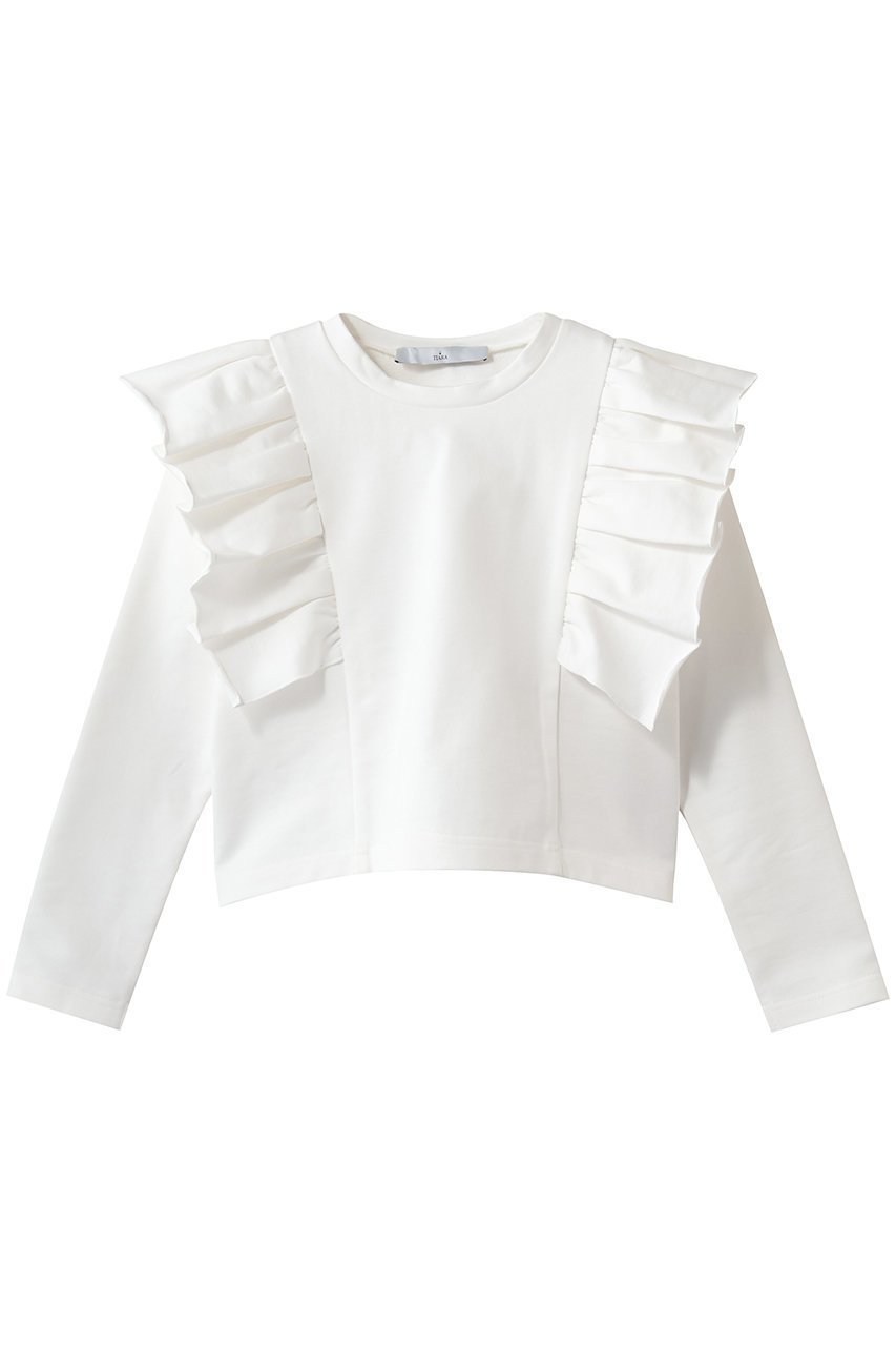 【ティアラ/Tiara】のフリルスウェット 人気、トレンドファッション・服の通販 founy(ファニー) 　ファッション　Fashion　レディースファッション　Fashion for Women　トップス・カットソー　Cut & Sew Tops　シャツ・ブラウス・オフィスカジュアル　Elegant Blouses & Button-Ups　レディースパーカー・カジュアルフーディー　Casual Hoodies & Sweatshirts　ロングTシャツ・Tシャツ　Longline T-Shirts & Tees　スウェット・クルーネックトップス　Sweatshirts & Crewnecks / Relaxed Fit Sweat Tops　カットソー・ベーシックTシャツ　Cut-and-Sewn Tops / Stretch Tees & Basics　おすすめ　Recommended / Our Picks　クロップド　Cropped, Short Length　スウェット / スエット　Sweatshirt, Sweatwear　フェミニン　Feminine, Girly　フリル　Frill, Ruffle　新作・新入荷　New Arrivals / New In　 other-1|ID: prp329100004875268 ipo3291000000036363853