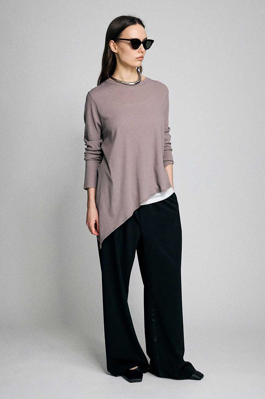 【ブリル/BRILL】のアシンメトリーカットプルオーバー 人気、トレンドファッション・服の通販 founy(ファニー) 　ファッション　Fashion　レディースファッション　Fashion for Women　トップス・カットソー　Cut & Sew Tops　シャツ・ブラウス・オフィスカジュアル　Elegant Blouses & Button-Ups　ロングTシャツ・Tシャツ　Longline T-Shirts & Tees　カジュアルプルオーバー・ニットトップス　Pullovers & Knit Tops / Casual Pullovers　カットソー・ベーシックTシャツ　Cut-and-Sewn Tops / Stretch Tees & Basics　スリーブ　Sleeve, Long Sleeve / Short Sleeve　テレコ　Ribbed, Rib Stitch　ロング　Long, Long-Length　エレガント 上品　Elegant　新作・新入荷　New Arrivals / New In　other-6|ID: prp329100004875271 ipo3291000000036363885