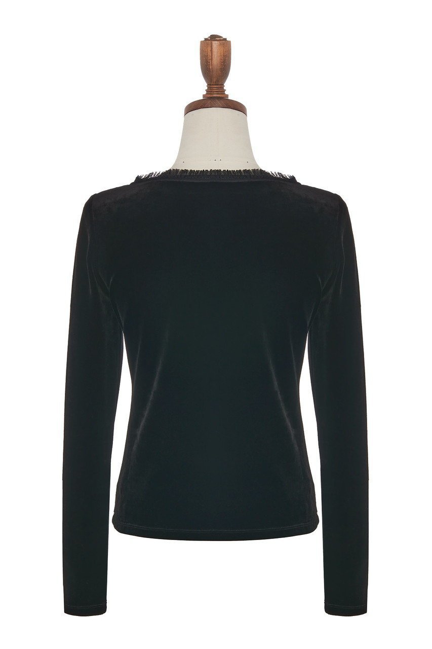 【デイジーリン/DAISY LIN】のVelour Top “Symphony” 人気、トレンドファッション・服の通販 founy(ファニー) 　ファッション　Fashion　レディースファッション　Fashion for Women　トップス・カットソー　Cut & Sew Tops　シャツ・ブラウス・オフィスカジュアル　Elegant Blouses & Button-Ups　ロングTシャツ・Tシャツ　Longline T-Shirts & Tees　カットソー・ベーシックTシャツ　Cut-and-Sewn Tops / Stretch Tees & Basics　ベロアトップス　Velour Tops / Velvet-Look Items　ウォッシャブル　Machine Washable　洗える　Machine Washable　ストレッチ　Stretch, Stretchy Fabric　スリーブ　Sleeve, Long Sleeve / Short Sleeve　フィット　Fit, Slim Fit　フォーマル　Formal, Dressy　ベロア　Velour, Soft Velvet　ロング　Long, Long-Length　エレガント 上品　Elegant　新作・新入荷　New Arrivals / New In　other-2|ID: prp329100004875287 ipo3291000000036364001