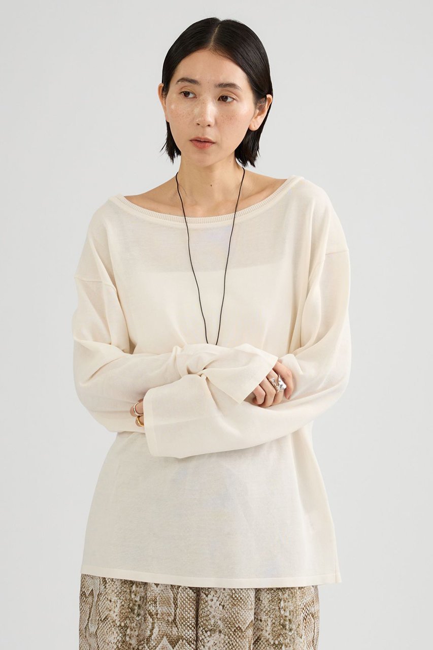 【カオス/Chaos】のシアーダブルカラープルオーバー インテリア・キッズ・メンズ・レディースファッション・服の通販 founy(ファニー) 　ファッション　Fashion　レディースファッション　Fashion for Women　トップス・カットソー　Cut & Sew Tops　シャツ・ブラウス・オフィスカジュアル　Elegant Blouses & Button-Ups　ロングTシャツ・Tシャツ　Longline T-Shirts & Tees　カジュアルプルオーバー・ニットトップス　Pullovers & Knit Tops / Casual Pullovers　カットソー・ベーシックTシャツ　Cut-and-Sewn Tops / Stretch Tees & Basics　なめらか　Smooth, Silky Texture　キュプラ　Cupro, Eco Fabric　シアー　Sheer, See-Through　シンプル　Simple, Minimal　スリーブ　Sleeve, Long Sleeve / Short Sleeve　テクスチャー　Texture, Textured Fabric　バランス　Balance, Style Balance　ルーズ　Loose, Oversized　ロング　Long, Long-Length　エレガント 上品　Elegant　再入荷　Restock / Back in Stock　エクリュ|ID: prp329100004875294 ipo3291000000036364044