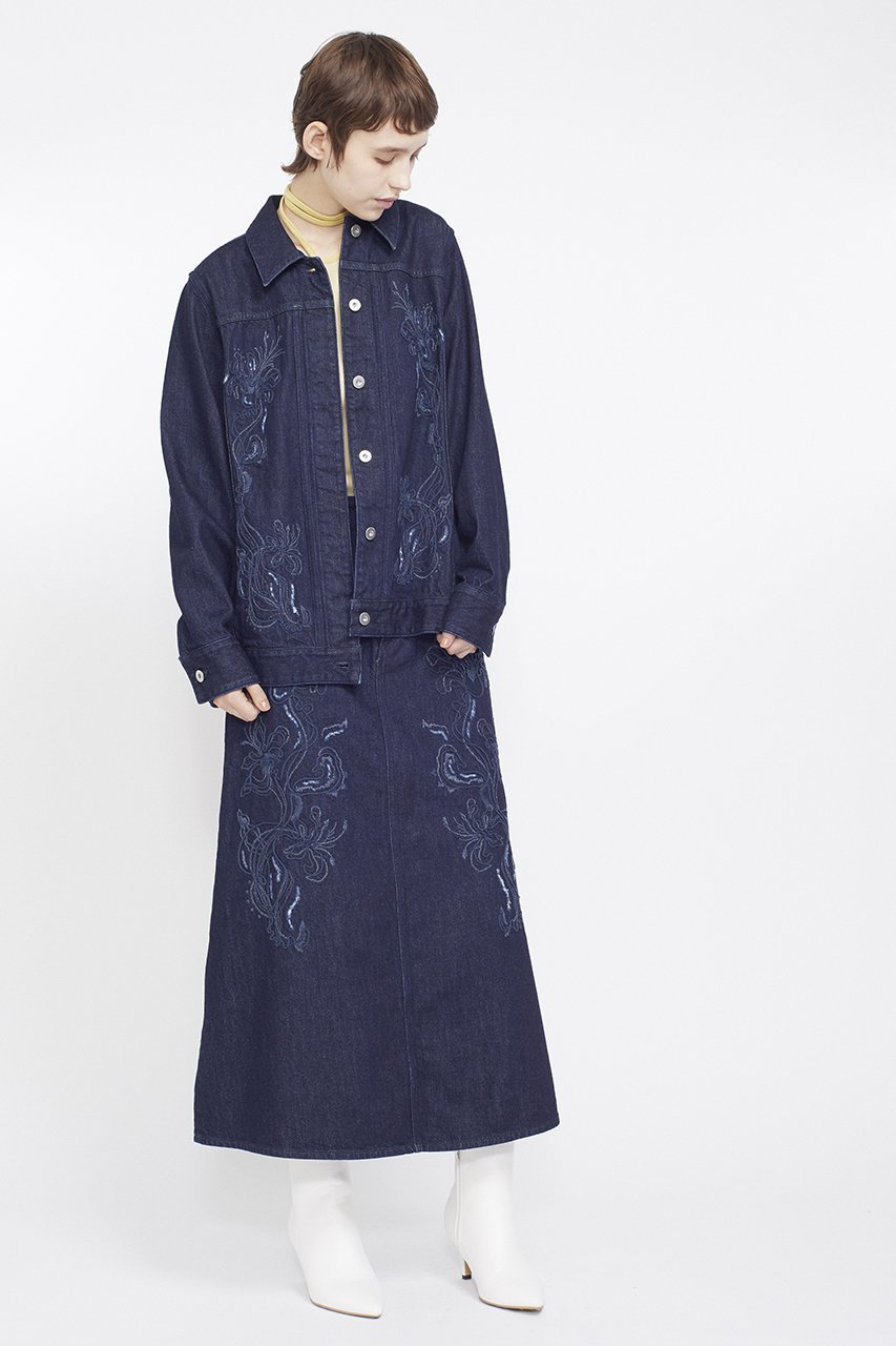 【ミューラル/MURRAL】のNerine エンブロイダード デニム スカート 人気、トレンドファッション・服の通販 founy(ファニー) 　ファッション　Fashion　レディースファッション　Fashion for Women　スカート　Skirts　ロングスカート　Long Skirts / Maxi & Midi Skirts　クラッシュ　Distressed, Crashed Style　シンプル　Simple, Minimal　ダイヤモンド　Diamond, Brilliant Cut　デニム　Denim, Jeans Material　ロング　Long, Long-Length　手描き　Hand-Drawn, Illustrated　新作・新入荷　New Arrivals / New In　other-8|ID: prp329100004875308 ipo3291000000036364151