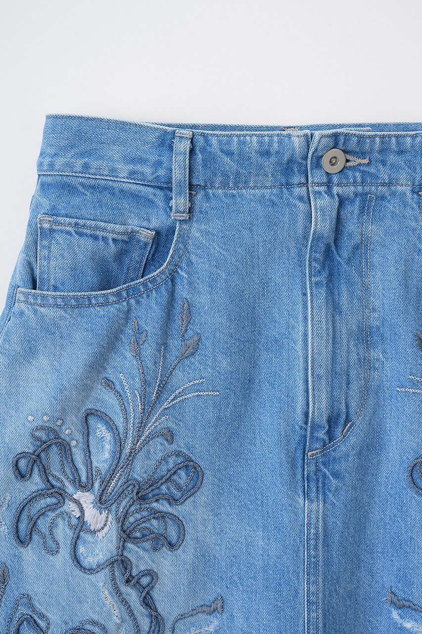 【ミューラル/MURRAL】のNerine エンブロイダード デニム スカート 人気、トレンドファッション・服の通販 founy(ファニー) 　ファッション　Fashion　レディースファッション　Fashion for Women　スカート　Skirts　ロングスカート　Long Skirts / Maxi & Midi Skirts　クラッシュ　Distressed, Crashed Style　シンプル　Simple, Minimal　ダイヤモンド　Diamond, Brilliant Cut　デニム　Denim, Jeans Material　ロング　Long, Long-Length　手描き　Hand-Drawn, Illustrated　新作・新入荷　New Arrivals / New In　other-3|ID: prp329100004875309 ipo3291000000036364155