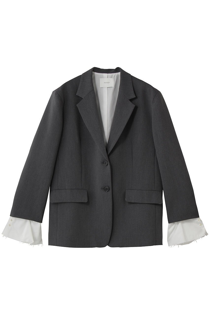 【マノフ/MANOF】のOVER SIZED LAYERED JACKETジャケット インテリア・キッズ・メンズ・レディースファッション・服の通販 founy(ファニー) 　ファッション　Fashion　レディースファッション　Fashion for Women　アウター　Coat / Outerwear Collection　レディースジャケット・軽アウター　Jackets　シンプル　Simple, Minimal　ジャケット　Jacket, Outerwear　スリム　Slim, Slim Fit　バランス　Balance, Style Balance　マニッシュ　Mannish, Boyish　新作・新入荷　New Arrivals / New In　CHARCOAL|ID: prp329100004875339 ipo3291000000036364350