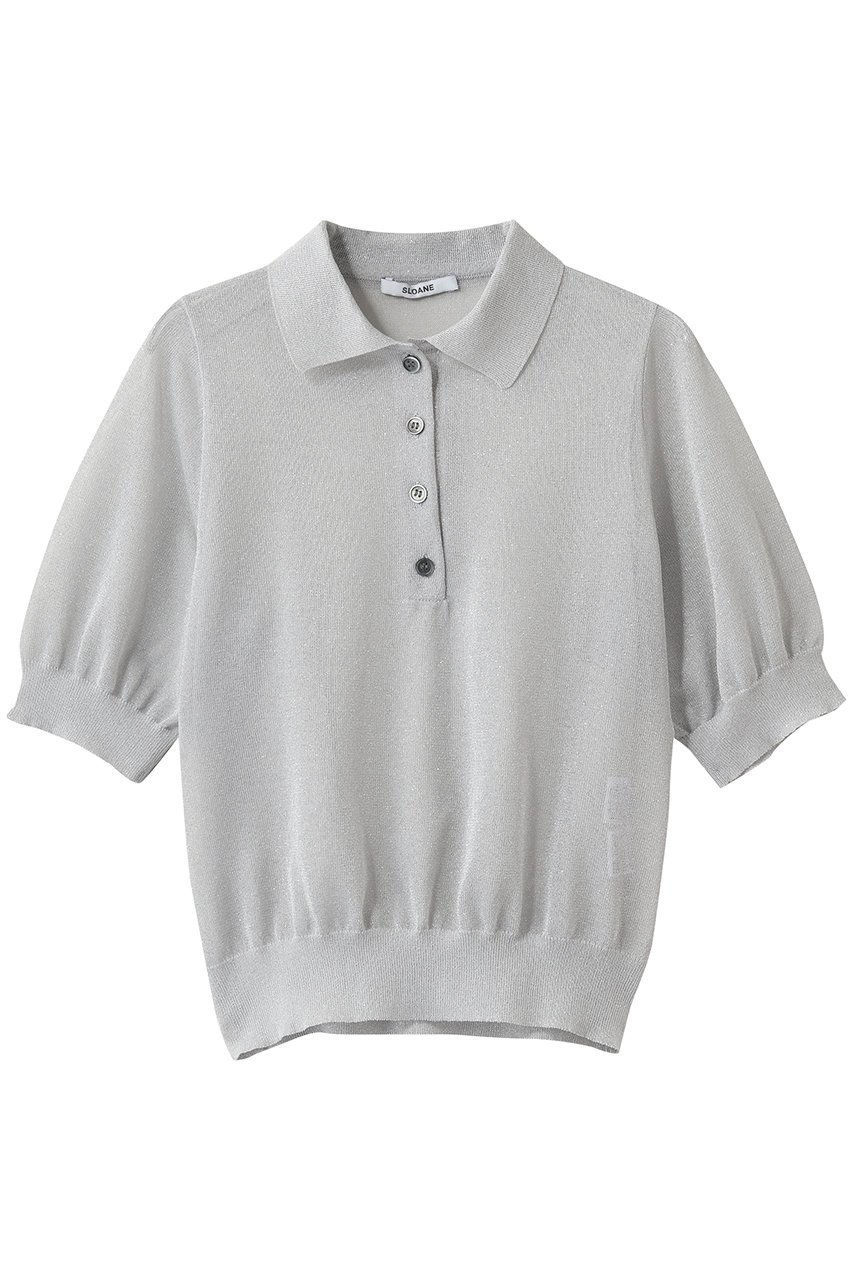 【スローン/SLOANE】の12G二重臼天竺 ラメシアー半袖ポロ インテリア・キッズ・メンズ・レディースファッション・服の通販 founy(ファニー) 　ファッション　Fashion　レディースファッション　Fashion for Women　トップス・カットソー　Cut & Sew Tops　シャツ・ブラウス・オフィスカジュアル　Elegant Blouses & Button-Ups　ポロシャツ・きれいめカジュアル　Smart-Casual Polo Tops　クラシカル　Classical, Vintage-Inspired　コンパクト　Compact, Small Size　シアー　Sheer, See-Through　スリーブ　Sleeve, Long Sleeve / Short Sleeve　トレンド　Trend, Trending Now　バランス　Balance, Style Balance　フィット　Fit, Slim Fit　ポロシャツ　Polo Shirt, Collared Tee　半袖　Short Sleeve, Half Sleeve　新作・新入荷　New Arrivals / New In　ライトグレー|ID: prp329100004875342 ipo3291000000036364372