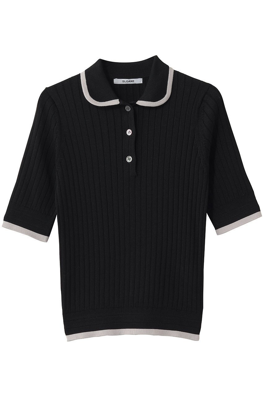 【スローン/SLOANE】の12Gワイドリブ コットン×ポリエステル バイカラー5分袖丸襟ポロ 人気、トレンドファッション・服の通販 founy(ファニー) 　ファッション　Fashion　レディースファッション　Fashion for Women　トップス・カットソー　Cut & Sew Tops　シャツ・ブラウス・オフィスカジュアル　Elegant Blouses & Button-Ups　ポロシャツ・きれいめカジュアル　Smart-Casual Polo Tops　クラシカル　Classical, Vintage-Inspired　ジャケット　Jacket, Outerwear　フィット　Fit, Slim Fit　ポロシャツ　Polo Shirt, Collared Tee　ワイドリブ　Wide Rib, Wide Ribbed Knit　新作・新入荷　New Arrivals / New In　 other-1|ID: prp329100004875347 ipo3291000000036364403