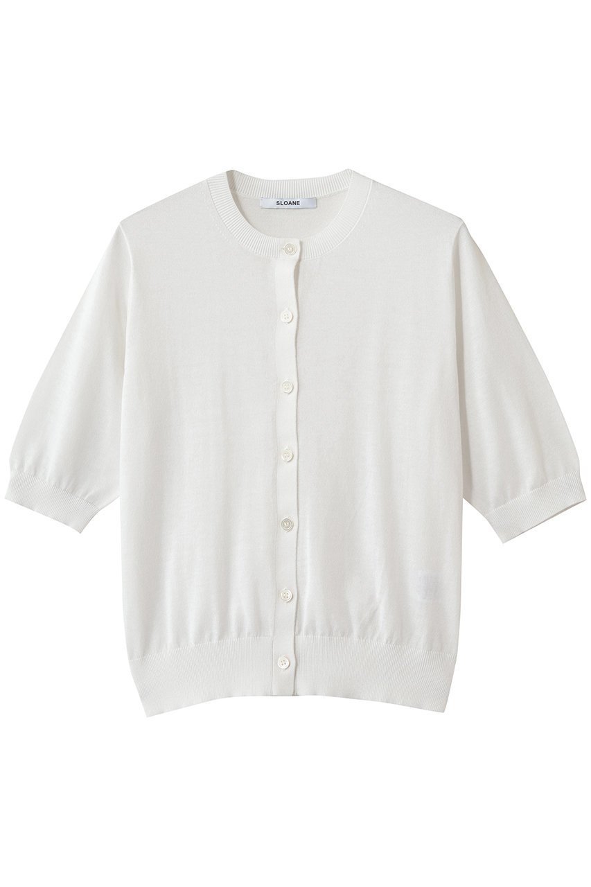 【スローン/SLOANE】の16G天竺 リサイクルポリエステル×コットン 6分袖 クルーネックカーディガン 人気、トレンドファッション・服の通販 founy(ファニー) 　ファッション　Fashion　レディースファッション　Fashion for Women　トップス・カットソー　Cut & Sew Tops　カーディガン・羽織り　Layered Style Cardigans　シャツ・ブラウス・オフィスカジュアル　Elegant Blouses & Button-Ups　ロングTシャツ・Tシャツ　Longline T-Shirts & Tees　カットソー・ベーシックTシャツ　Cut-and-Sewn Tops / Stretch Tees & Basics　カーディガン　Cardigan, Knitwear　新作・新入荷　New Arrivals / New In　 other-1|ID: prp329100004875348 ipo3291000000036364409