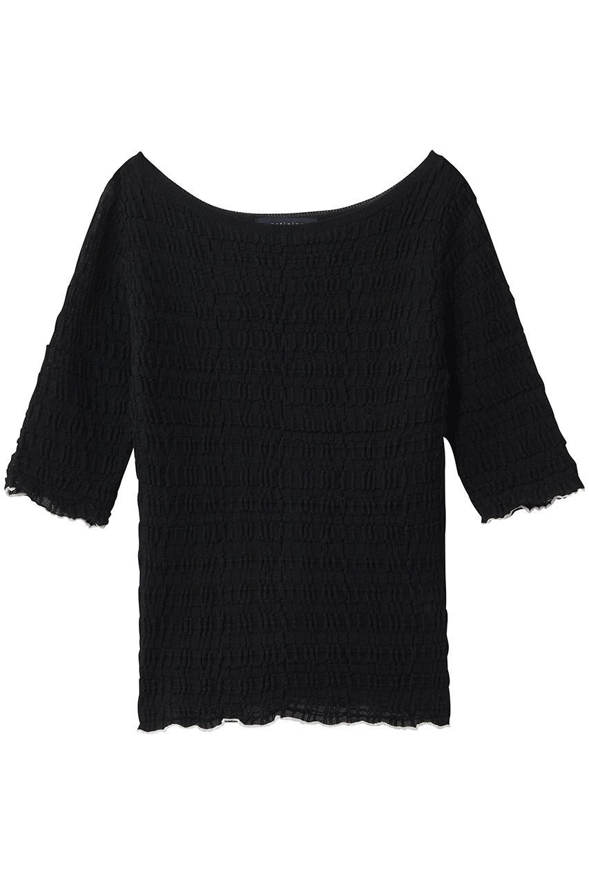 【マルティニーク/martinique】のジャガードプルオーバー インテリア・キッズ・メンズ・レディースファッション・服の通販 founy(ファニー) 　ファッション　Fashion　レディースファッション　Fashion for Women　トップス・カットソー　Cut & Sew Tops　ニット　Knit Tops & Sweaters　カジュアルプルオーバー・ニットトップス　Pullovers & Knit Tops / Casual Pullovers　シャーリング　Shirring, Ruched　シンプル　Simple, Minimal　ジャカード／ジャガード　Jacquard, Woven Pattern　エレガント 上品　Elegant　新作・新入荷　New Arrivals / New In　ブラック|ID: prp329100004875358 ipo3291000000036364481