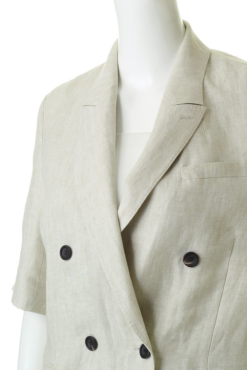 【エブール/ebure】のピュアリネンヘリンボーン 半袖ジャケット 人気、トレンドファッション・服の通販 founy(ファニー) 　ファッション　Fashion　レディースファッション　Fashion for Women　アウター　Coat / Outerwear Collection　レディースジャケット・軽アウター　Jackets　イタリア　Italy　ジャケット　Jacket, Outerwear　ダブル　Double, Double-Breasted　リネン　Linen, Linen Fabric　エレガント 上品　Elegant　半袖　Short Sleeve, Half Sleeve　夏　Summer　新作・新入荷　New Arrivals / New In　春　Spring　other-5|ID: prp329100004875377 ipo3291000000036364610