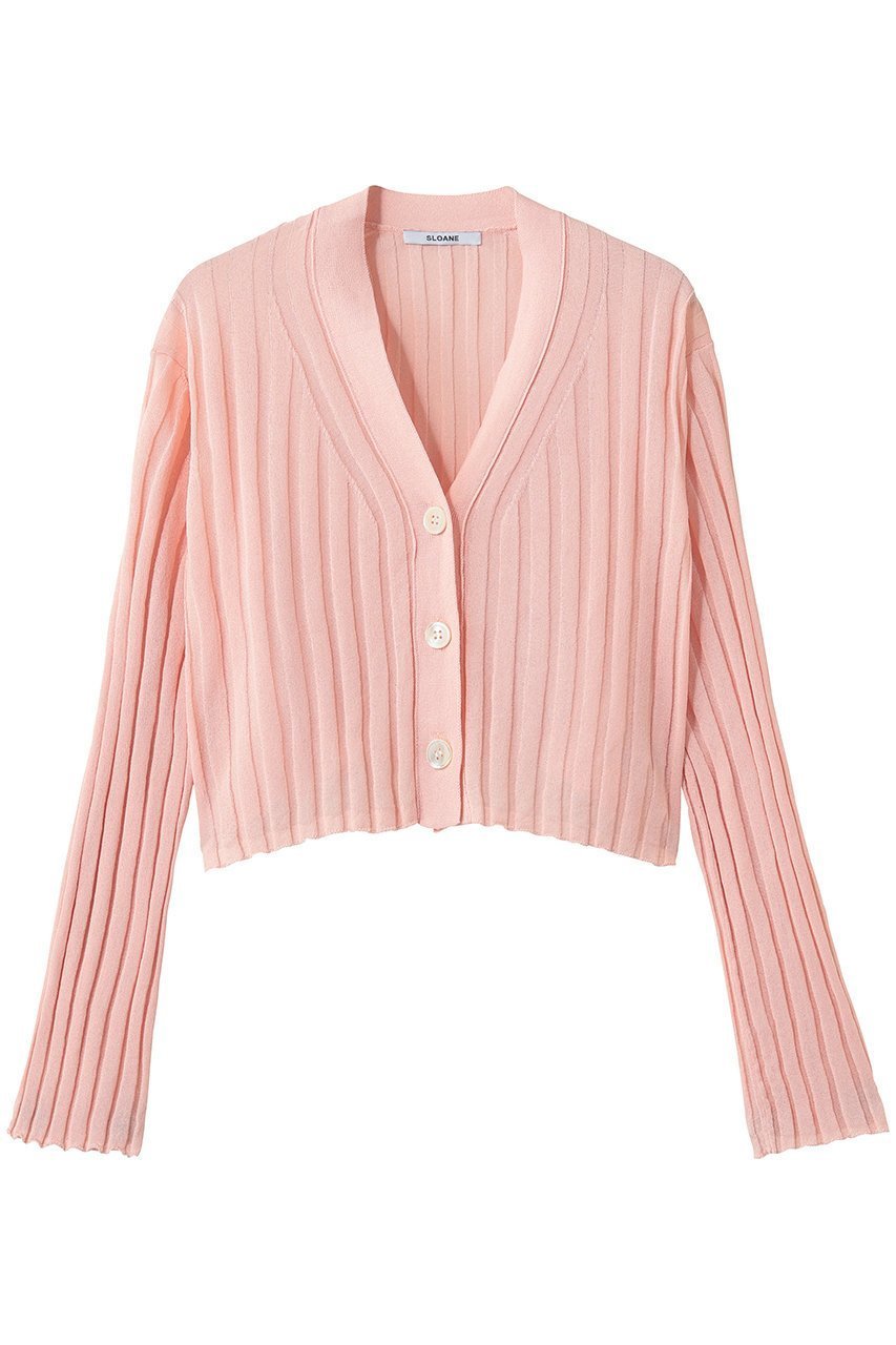 【スローン/SLOANE】の14Gワイドリブ 和紙×ポリエステル ショート丈Vネックカーディガン インテリア・キッズ・メンズ・レディースファッション・服の通販 founy(ファニー) 　ファッション　Fashion　レディースファッション　Fashion for Women　トップス・カットソー　Cut & Sew Tops　ニット　Knit Tops & Sweaters　カーディガン・羽織り　Layered Style Cardigans　Vネックトップス　V-Neck Tops / V-Cut Neckline Shirts　カーディガン　Cardigan, Knitwear　ショート　Short, Short Length　トレンド　Trend, Trending Now　ボトム　Bottoms, Lower Wear　ワイドリブ　Wide Rib, Wide Ribbed Knit　再入荷　Restock / Back in Stock　軽量　Lightweight, Ultra Light　ピンク|ID: prp329100004875401 ipo3291000000036364765
