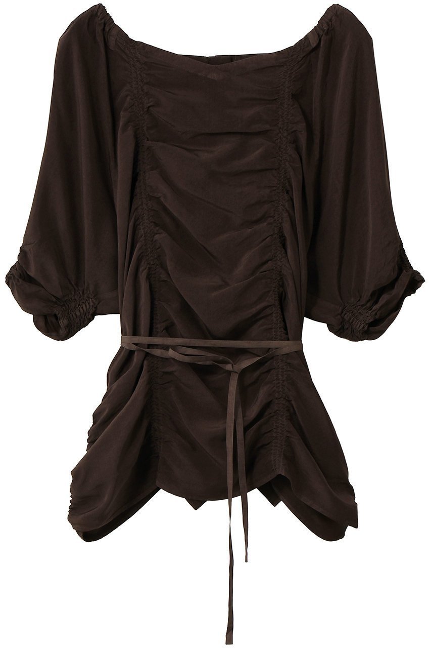 【マルティニーク/martinique】の【CURRENTAGE】ピースダイイングキュプラブラウス インテリア・キッズ・メンズ・レディースファッション・服の通販 founy(ファニー) 　ファッション　Fashion　レディースファッション　Fashion for Women　トップス・カットソー　Cut & Sew Tops　シャツ・ブラウス・オフィスカジュアル　Elegant Blouses & Button-Ups　エレガント 上品　Elegant　キュプラ　Cupro, Eco Fabric　ギャザー　Gathered, Ruffled　ショート　Short, Short Length　シンプル　Simple, Minimal　スリーブ　Sleeve, Long Sleeve / Short Sleeve　フェミニン　Feminine, Girly　夏　Summer　新作・新入荷　New Arrivals / New In　春　Spring　S/S・春夏　SS, Spring/Summer, Warm Season　ブラウン|ID: prp329100004875416 ipo3291000000036364859