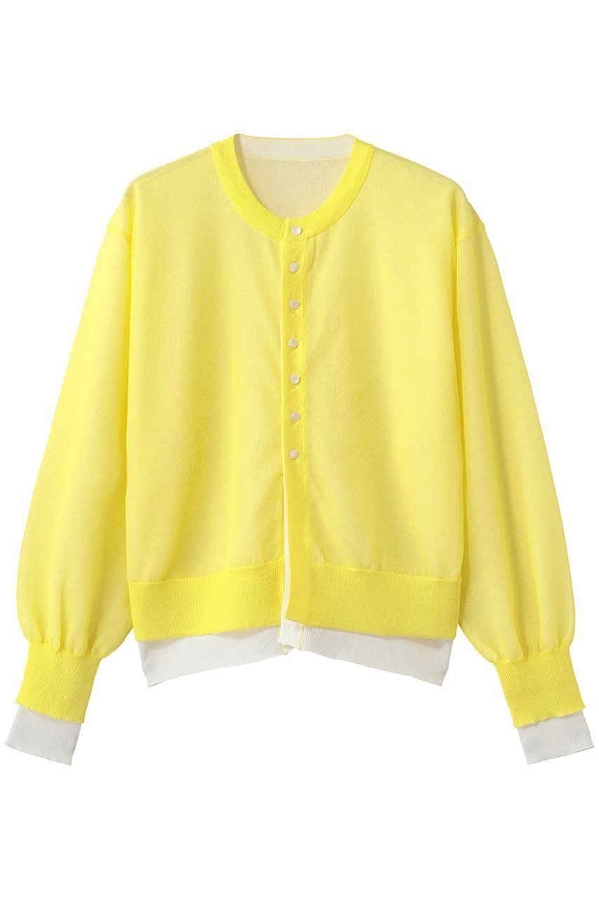 【エリオポール/heliopole】のレイヤードニットリバーシブルカーディガン インテリア・キッズ・メンズ・レディースファッション・服の通販 founy(ファニー) 　ファッション　Fashion　レディースファッション　Fashion for Women　トップス・カットソー　Cut & Sew Tops　ニット　Knit Tops & Sweaters　カーディガン・羽織り　Layered Style Cardigans　カーディガン　Cardigan, Knitwear　シアー　Sheer, See-Through　新作・新入荷　New Arrivals / New In　春　Spring　イエロー|ID: prp329100004875425 ipo3291000000036364923