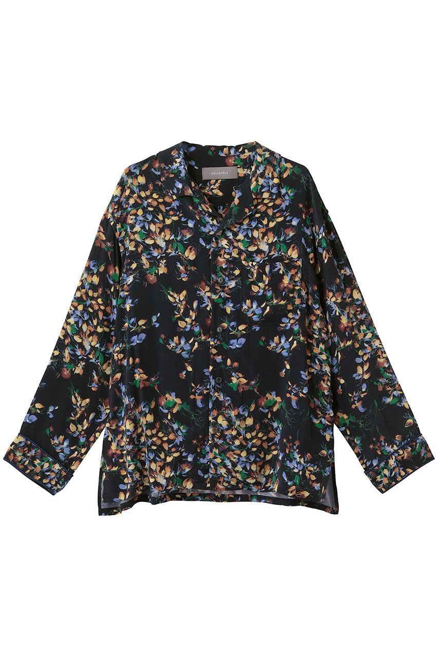 【エリオポール/heliopole】のIPEKER プリントパジャマシャツ インテリア・キッズ・メンズ・レディースファッション・服の通販 founy(ファニー) 　ファッション　Fashion　レディースファッション　Fashion for Women　トップス・カットソー　Cut & Sew Tops　シャツ・ブラウス・オフィスカジュアル　Elegant Blouses & Button-Ups　なめらか　Smooth, Silky Texture　シルク　Silk, 100% Silk　スリーブ　Sleeve, Long Sleeve / Short Sleeve　フラワー　Flower, Floral　プリント　Print, Printed Pattern　リゾート　Resort, Vacation Style　ロング　Long, Long-Length　新作・新入荷　New Arrivals / New In　ブラック|ID: prp329100004875426 ipo3291000000036364936