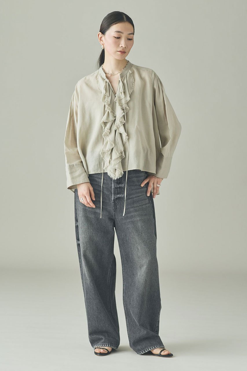 【カレンソロジー/Curensology】のWSBLラミーフリルブラウス 人気、トレンドファッション・服の通販 founy(ファニー) 　ファッション　Fashion　レディースファッション　Fashion for Women　トップス・カットソー　Cut & Sew Tops　シャツ・ブラウス・オフィスカジュアル　Elegant Blouses & Button-Ups　おすすめ　Recommended / Our Picks　インナー　Innerwear　ウォッシャブル　Machine Washable　カットソー　Cut and Sewn Top　ジャケット　Jacket, Outerwear　スリーブ　Sleeve, Long Sleeve / Short Sleeve　バランス　Balance, Style Balance　フリル　Frill, Ruffle　フロント　Front, Front Design　ロング　Long, Long-Length　新作・新入荷　New Arrivals / New In　other-5|ID: prp329100004875443 ipo3291000000036365066