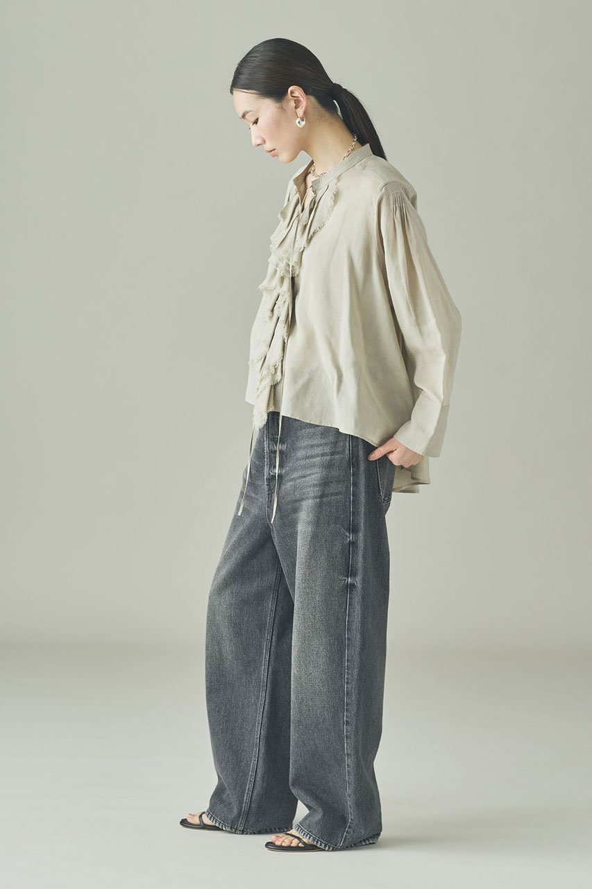 【カレンソロジー/Curensology】のWSBLラミーフリルブラウス 人気、トレンドファッション・服の通販 founy(ファニー) 　ファッション　Fashion　レディースファッション　Fashion for Women　トップス・カットソー　Cut & Sew Tops　シャツ・ブラウス・オフィスカジュアル　Elegant Blouses & Button-Ups　おすすめ　Recommended / Our Picks　インナー　Innerwear　ウォッシャブル　Machine Washable　カットソー　Cut and Sewn Top　ジャケット　Jacket, Outerwear　スリーブ　Sleeve, Long Sleeve / Short Sleeve　バランス　Balance, Style Balance　フリル　Frill, Ruffle　フロント　Front, Front Design　ロング　Long, Long-Length　新作・新入荷　New Arrivals / New In　other-6|ID: prp329100004875443 ipo3291000000036365067