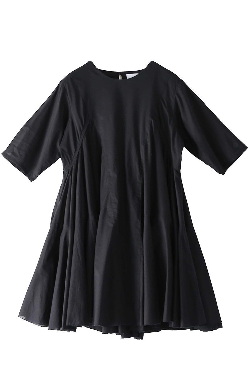 【アユーシ/AAYUSHI】のボリュームフレアハーフスリーブワンピース インテリア・キッズ・メンズ・レディースファッション・服の通販 founy(ファニー) 　ファッション　Fashion　レディースファッション　Fashion for Women　ワンピース　Dresses　チュニック　Tunic Tops & Dresses　インド　Indian Textile　エレガント 上品　Elegant　サンダル　Sandals, Summer Shoes　サークル　Circle, Round Design　スリーブ　Sleeve, Long Sleeve / Short Sleeve　チュニック　Tunic, Long Top　ドレス　Dress, One-Piece　ハーフ　Half, Half-Length　バランス　Balance, Style Balance　フィット　Fit, Slim Fit　フレア　Flare, Flared　ラッフル　Ruffle, Frill　新作・新入荷　New Arrivals / New In　ブラック|ID: prp329100004875448 ipo3291000000036365097