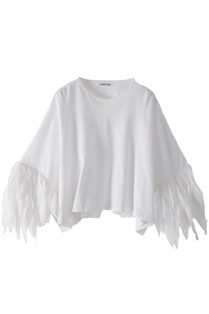 【アユーシ/AAYUSHI】のフェザーフリルカットソー インテリア・キッズ・メンズ・レディースファッション・服の通販 founy(ファニー) https://founy.com/ ファッション Fashion レディースファッション Fashion for Women トップス・カットソー Cut & Sew Tops シャツ・ブラウス・オフィスカジュアル Elegant Blouses & Button-Ups ロングTシャツ・Tシャツ Longline T-Shirts & Tees カットソー・ベーシックTシャツ Cut-and-Sewn Tops / Stretch Tees & Basics インド Indian Textile カットソー Cut and Sewn Top ショルダー Shoulder, Shoulder Strap ショート Short, Short Length シンプル Simple, Minimal スラックス Slacks, Dress Pants スリーブ Sleeve, Long Sleeve / Short Sleeve デニム Denim, Jeans Material ドロップ Drop Shoulder, Dropped Style バランス Balance, Style Balance フェザー Feather, Feather Detail フリル Frill, Ruffle ボックス Boxy, Box Shape おすすめ Recommended / Our Picks 新作・新入荷 New Arrivals / New In |ID: prp329100004875450 ipo3291000000036365107