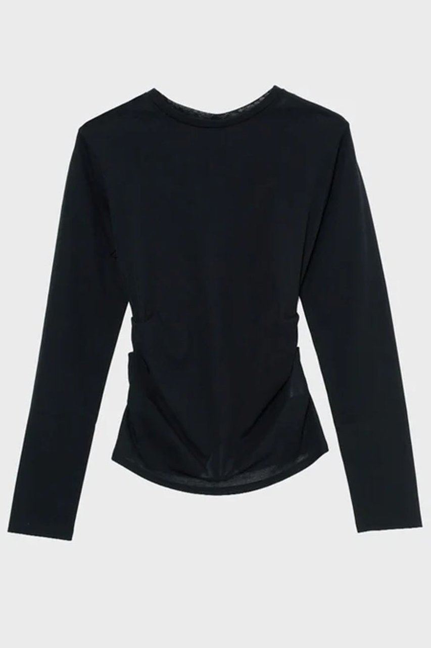 【スタニングルアー/STUNNING LURE】のクロスヘムロンT インテリア・キッズ・メンズ・レディースファッション・服の通販 founy(ファニー) 　ファッション　Fashion　レディースファッション　Fashion for Women　トップス・カットソー　Cut & Sew Tops　シャツ・ブラウス・オフィスカジュアル　Elegant Blouses & Button-Ups　ロングTシャツ・Tシャツ　Longline T-Shirts & Tees　カットソー・ベーシックTシャツ　Cut-and-Sewn Tops / Stretch Tees & Basics　カットソー　Cut and Sewn Top　ギャザー　Gathered, Ruffled　シンプル　Simple, Minimal　スリーブ　Sleeve, Long Sleeve / Short Sleeve　ベーシック　Basic, Essential　ボトム　Bottoms, Lower Wear　ロング　Long, Long-Length　ブラック|ID: prp329100004875461 ipo3291000000036365181