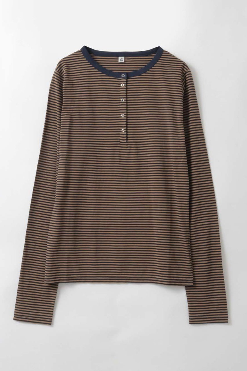 【ハー/HER.】のヘンリーネックボーダーカットプルオーバー インテリア・キッズ・メンズ・レディースファッション・服の通販 founy(ファニー) 　ファッション　Fashion　レディースファッション　Fashion for Women　トップス・カットソー　Cut & Sew Tops　シャツ・ブラウス・オフィスカジュアル　Elegant Blouses & Button-Ups　ロングTシャツ・Tシャツ　Longline T-Shirts & Tees　カジュアルプルオーバー・ニットトップス　Pullovers & Knit Tops / Casual Pullovers　カットソー・ベーシックTシャツ　Cut-and-Sewn Tops / Stretch Tees & Basics　カットソー　Cut and Sewn Top　スリーブ　Sleeve, Long Sleeve / Short Sleeve　ボーダー　Border, Stripe　ロング　Long, Long-Length　新作・新入荷　New Arrivals / New In　キャメル|ID: prp329100004875486 ipo3291000000036365336