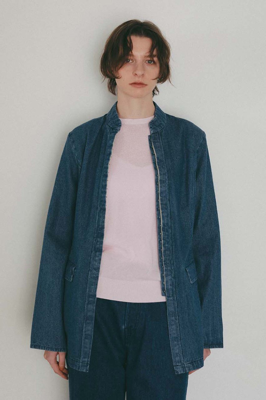 【ハー/HER.】のスタンドカラーデニムジャケット 人気、トレンドファッション・服の通販 founy(ファニー) 　ファッション　Fashion　レディースファッション　Fashion for Women　アウター　Coat / Outerwear Collection　レディースジャケット・軽アウター　Jackets　デニムジャケット / カジュアルアウター　Denim Jackets　シンプル　Simple, Minimal　ジャケット　Jacket, Outerwear　デニム　Denim, Jeans Material　トレンド　Trend, Trending Now　フロント　Front, Front Design　ボトム　Bottoms, Lower Wear　切替　Switching, Contrast Panel　新作・新入荷　New Arrivals / New In　other-6|ID: prp329100004875487 ipo3291000000036365344