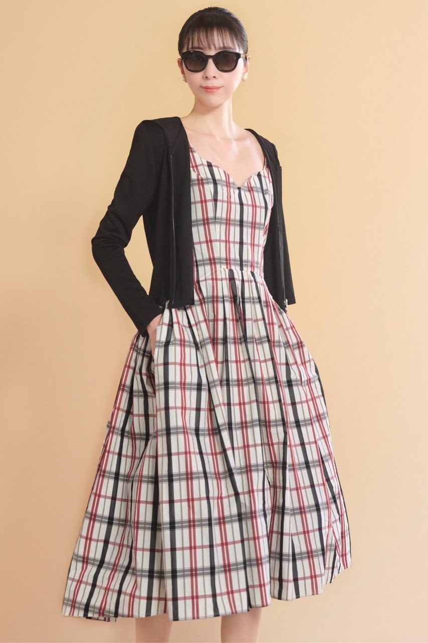 【デイジーリン/DAISY LIN】のDress”Dramatic Shape Check” 人気、トレンドファッション・服の通販 founy(ファニー) 　ファッション　Fashion　レディースファッション　Fashion for Women　ワンピース　Dresses　フォーマル・パーティードレス・結婚式用ドレス　Elegant & Casual Dresses　チュニック　Tunic Tops & Dresses　ウォッシャブル　Machine Washable　エレガント 上品　Elegant　ギャザー　Gathered, Ruffled　シェイプ　Shape, Slim Fit　タフタ　Taffeta, Structured Fabric　チェック　Check, Plaid, Tartan　チュニック　Tunic, Long Top　デコルテ　Décolleté, Neckline　フォルム　Silhouette, Form　新作・新入荷　New Arrivals / New In　other-6|ID: prp329100004875501 ipo3291000000036365457