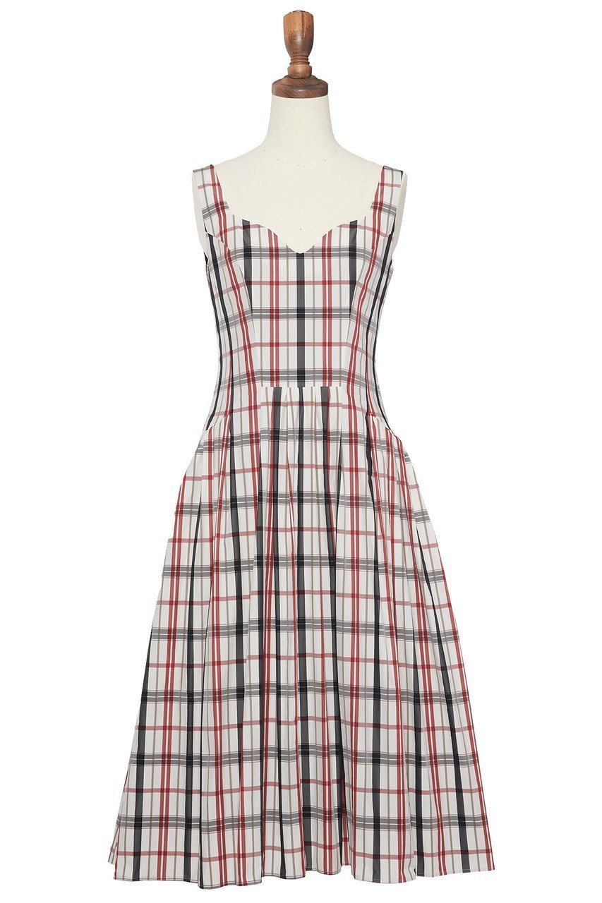 【デイジーリン/DAISY LIN】のDress”Dramatic Shape Check” インテリア・キッズ・メンズ・レディースファッション・服の通販 founy(ファウニー) 　ファッション　Fashion　レディースファッション　Fashion for Women　ワンピース　Dresses　フォーマル・パーティードレス・結婚式用ドレス　Elegant & Casual Dresses　チュニック　Tunic Tops & Dresses　ウォッシャブル　Machine Washable　エレガント 上品　Elegant　ギャザー　Gathered, Ruffled　シェイプ　Shape, Slim Fit　タフタ　Taffeta, Structured Fabric　チェック　Check, Plaid, Tartan　チュニック　Tunic, Long Top　デコルテ　Décolleté, Neckline　フォルム　Silhouette, Form　再入荷　Restock / Back in Stock　レッド|ID: prp329100004875501 ipo3291000000037009702
