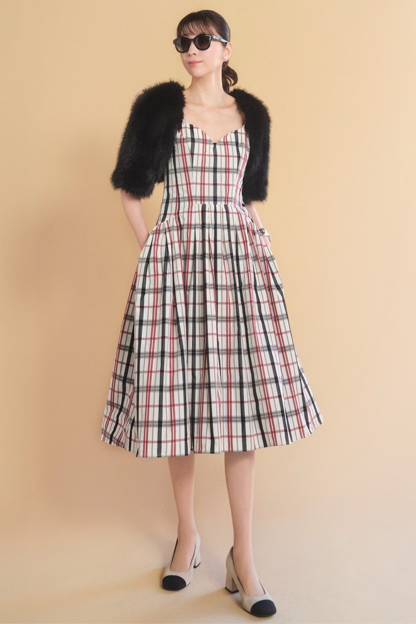 【デイジーリン/DAISY LIN】のDress”Dramatic Shape Check” 大人の最旬トレンドファッション＆コーディネート founy(ファウニー) 　ファッション　Fashion　レディースファッション　Fashion for Women　ワンピース　Dresses　フォーマル・パーティードレス・結婚式用ドレス　Elegant & Casual Dresses　チュニック　Tunic Tops & Dresses　ウォッシャブル　Machine Washable　エレガント 上品　Elegant　ギャザー　Gathered, Ruffled　シェイプ　Shape, Slim Fit　タフタ　Taffeta, Structured Fabric　チェック　Check, Plaid, Tartan　チュニック　Tunic, Long Top　デコルテ　Décolleté, Neckline　フォルム　Silhouette, Form　再入荷　Restock / Back in Stock　other-5|ID: prp329100004875501 ipo3291000000037009710