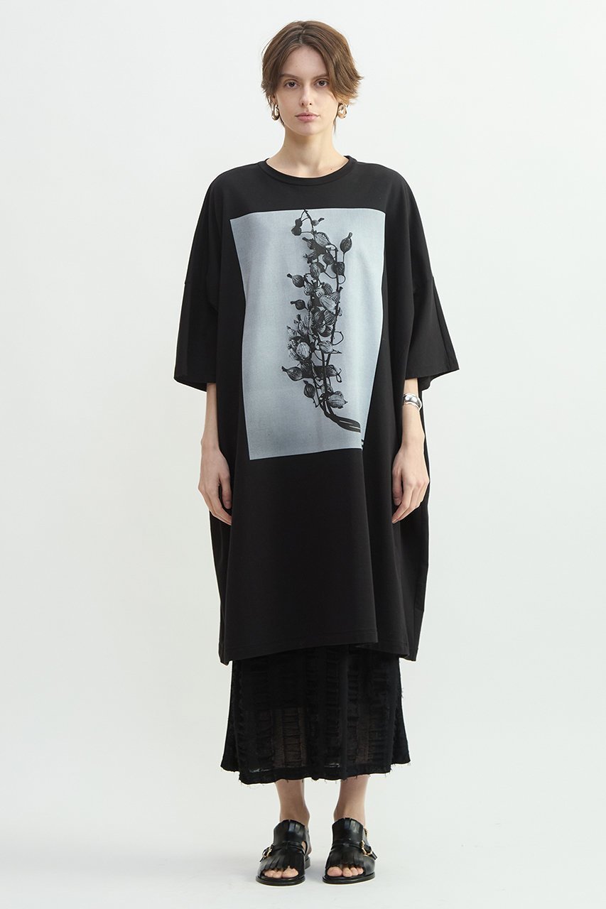 【プレインピープル/PLAIN PEOPLE】のサイロコンパクトインレーフォトプリントワンピース インテリア・キッズ・メンズ・レディースファッション・服の通販 founy(ファニー) 　ファッション　Fashion　レディースファッション　Fashion for Women　ワンピース　Dresses　チュニック　Tunic Tops & Dresses　なめらか　Smooth, Silky Texture　コンパクト　Compact, Small Size　チュニック　Tunic, Long Top　フロント　Front, Front Design　プリント　Print, Printed Pattern　ロング　Long, Long-Length　新作・新入荷　New Arrivals / New In　ブラック|ID: prp329100004875574 ipo3291000000036365973