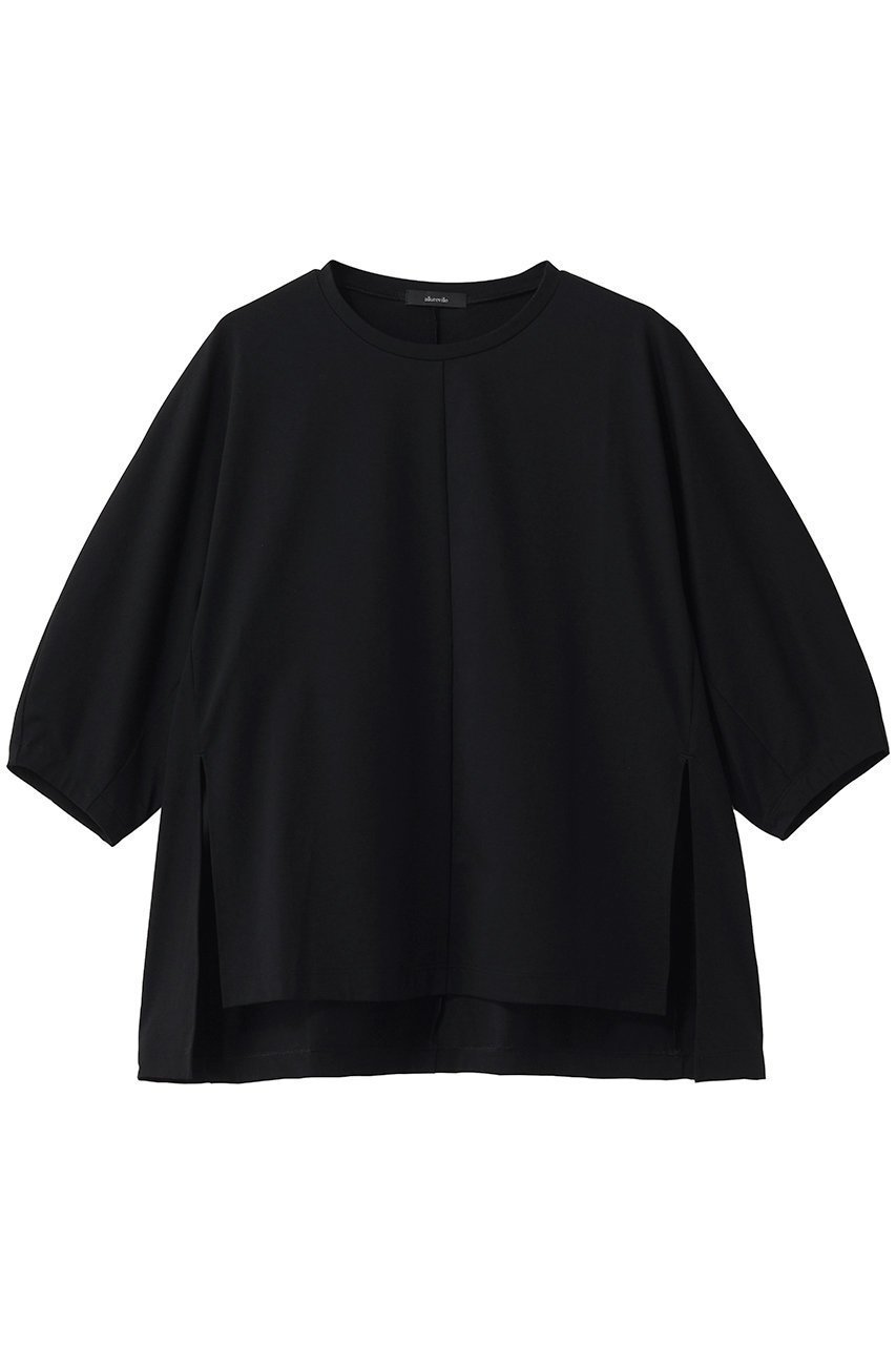 【アルアバイル/allureville】のクルーコクーンT-SHIRT インテリア・キッズ・メンズ・レディースファッション・服の通販 founy(ファニー) 　ファッション　Fashion　レディースファッション　Fashion for Women　トップス・カットソー　Cut & Sew Tops　シャツ・ブラウス・オフィスカジュアル　Elegant Blouses & Button-Ups　ロングTシャツ・Tシャツ　Longline T-Shirts & Tees　カットソー・ベーシックTシャツ　Cut-and-Sewn Tops / Stretch Tees & Basics　ショート　Short, Short Length　スリット　Slit, Slit Detail　スリーブ　Sleeve, Long Sleeve / Short Sleeve　エレガント 上品　Elegant　新作・新入荷　New Arrivals / New In　ブラック|ID: prp329100004875640 ipo3291000000036366453
