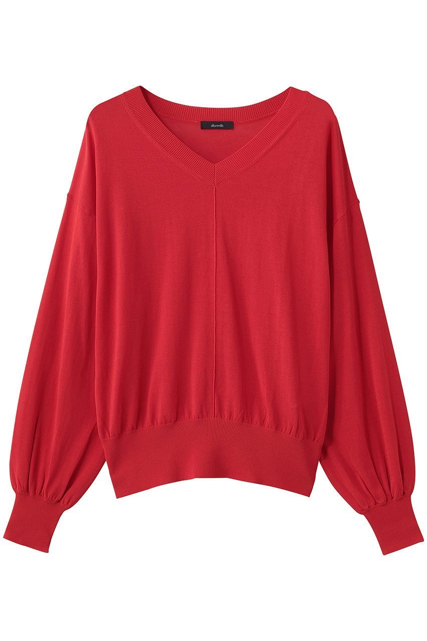 【アルアバイル/allureville】のコットンシルクVネックプルオーバー インテリア・キッズ・メンズ・レディースファッション・服の通販 founy(ファニー) 　ファッション　Fashion　レディースファッション　Fashion for Women　トップス・カットソー　Cut & Sew Tops　ニット　Knit Tops & Sweaters　カジュアルプルオーバー・ニットトップス　Pullovers & Knit Tops / Casual Pullovers　Vネックトップス　V-Neck Tops / V-Cut Neckline Shirts　シルク　Silk, 100% Silk　シンプル　Simple, Minimal　新作・新入荷　New Arrivals / New In　レッド|ID: prp329100004875646 ipo3291000000036366491