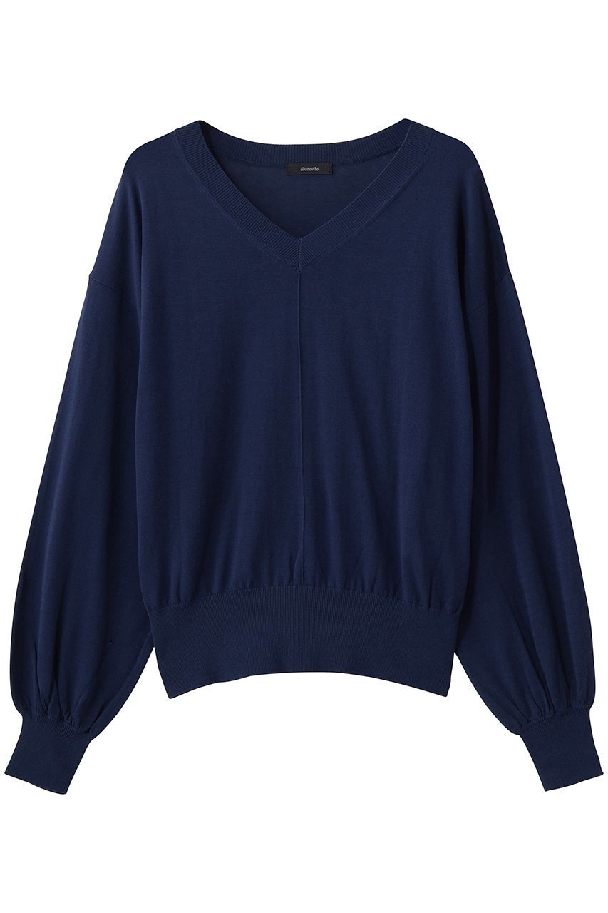 【アルアバイル/allureville】のコットンシルクVネックプルオーバー インテリア・キッズ・メンズ・レディースファッション・服の通販 founy(ファニー) 　ファッション　Fashion　レディースファッション　Fashion for Women　トップス・カットソー　Cut & Sew Tops　ニット　Knit Tops & Sweaters　カジュアルプルオーバー・ニットトップス　Pullovers & Knit Tops / Casual Pullovers　Vネックトップス　V-Neck Tops / V-Cut Neckline Shirts　シルク　Silk, 100% Silk　シンプル　Simple, Minimal　新作・新入荷　New Arrivals / New In　ネイビー|ID: prp329100004875646 ipo3291000000036366493