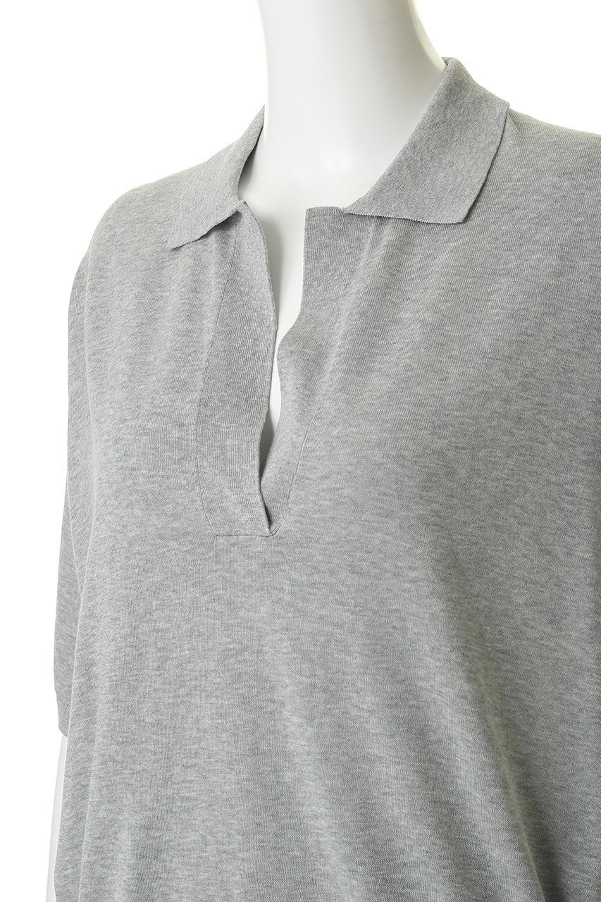 【プルミエ アロンディスモン/1er Arrondissement】のスキッパーショートスリーブニット 人気、トレンドファッション・服の通販 founy(ファニー) 　ファッション　Fashion　レディースファッション　Fashion for Women　トップス・カットソー　Cut & Sew Tops　ニット　Knit Tops & Sweaters　カジュアルプルオーバー・ニットトップス　Pullovers & Knit Tops / Casual Pullovers　スキッパー　Skipper, Open Collar　デコルテ　Décolleté, Neckline　デニム　Denim, Jeans Material　エレガント 上品　Elegant　新作・新入荷　New Arrivals / New In　other-5|ID: prp329100004875676 ipo3291000000036366723