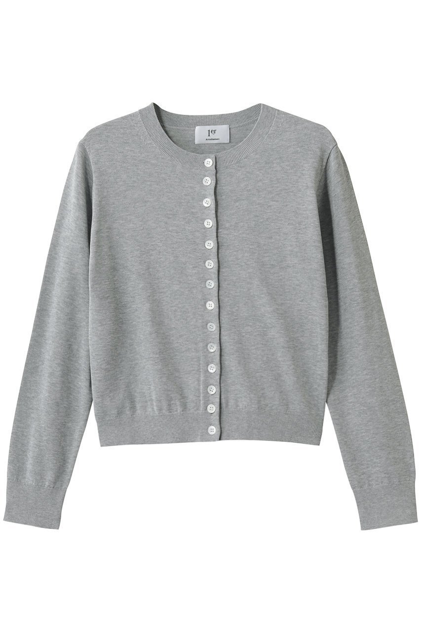 【プルミエ アロンディスモン/1er Arrondissement】のコンパクトボタンカーディガン インテリア・キッズ・メンズ・レディースファッション・服の通販 founy(ファニー) 　ファッション　Fashion　レディースファッション　Fashion for Women　トップス・カットソー　Cut & Sew Tops　ニット　Knit Tops & Sweaters　カーディガン・羽織り　Layered Style Cardigans　おすすめ　Recommended / Our Picks　カーディガン　Cardigan, Knitwear　コンパクト　Compact, Small Size　ショート　Short, Short Length　トレンド　Trend, Trending Now　フロント　Front, Front Design　新作・新入荷　New Arrivals / New In　トップグレー|ID: prp329100004875679 ipo3291000000036366736