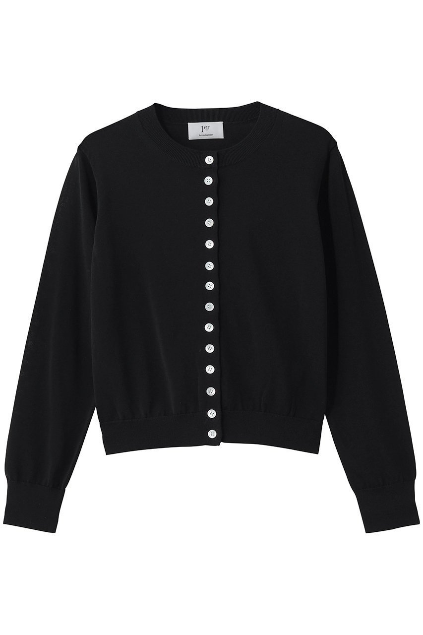 【プルミエ アロンディスモン/1er Arrondissement】のコンパクトボタンカーディガン インテリア・キッズ・メンズ・レディースファッション・服の通販 founy(ファニー) 　ファッション　Fashion　レディースファッション　Fashion for Women　トップス・カットソー　Cut & Sew Tops　ニット　Knit Tops & Sweaters　カーディガン・羽織り　Layered Style Cardigans　おすすめ　Recommended / Our Picks　カーディガン　Cardigan, Knitwear　コンパクト　Compact, Small Size　ショート　Short, Short Length　トレンド　Trend, Trending Now　フロント　Front, Front Design　新作・新入荷　New Arrivals / New In　ブラック|ID: prp329100004875679 ipo3291000000036366737