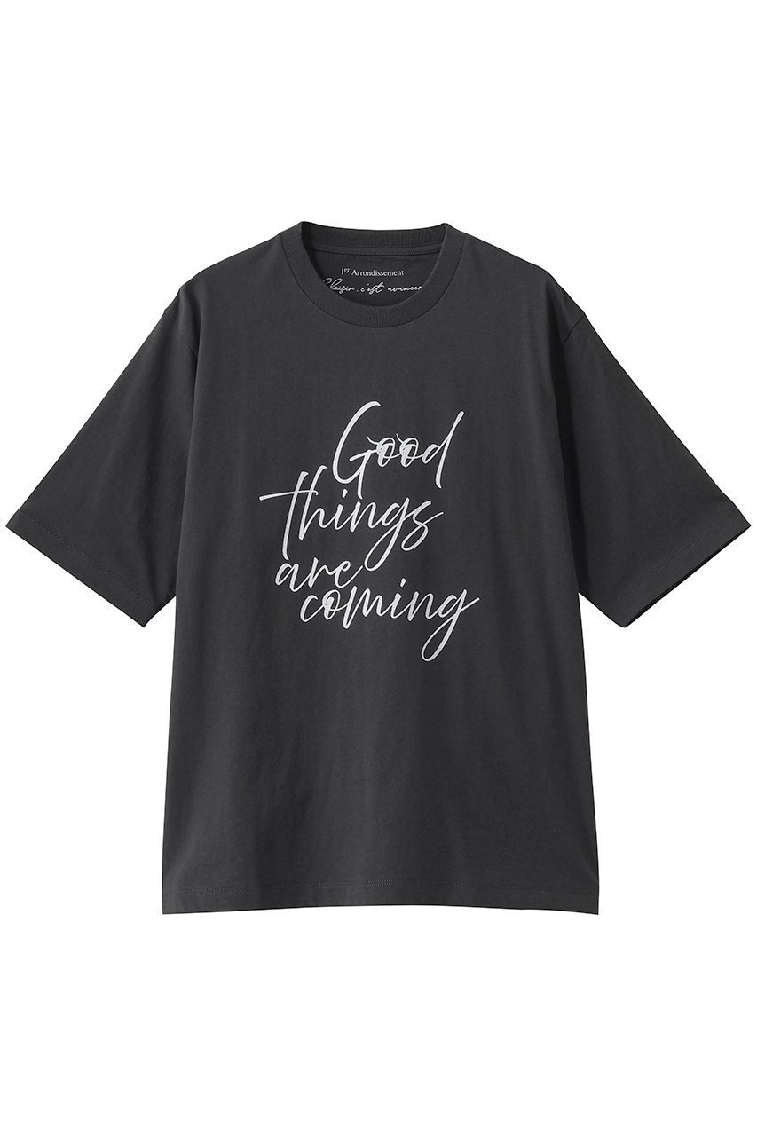 【プルミエ アロンディスモン/1er Arrondissement】のUSコットンロゴプリントTシャツ インテリア・キッズ・メンズ・レディースファッション・服の通販 founy(ファニー) 　ファッション　Fashion　レディースファッション　Fashion for Women　トップス・カットソー　Cut & Sew Tops　シャツ・ブラウス・オフィスカジュアル　Elegant Blouses & Button-Ups　ロングTシャツ・Tシャツ　Longline T-Shirts & Tees　カットソー・ベーシックTシャツ　Cut-and-Sewn Tops / Stretch Tees & Basics　ショート　Short, Short Length　スリーブ　Sleeve, Long Sleeve / Short Sleeve　プリント　Print, Printed Pattern　ベーシック　Basic, Essential　エレガント 上品　Elegant　新作・新入荷　New Arrivals / New In　ブラック|ID: prp329100004875694 ipo3291000000036366815