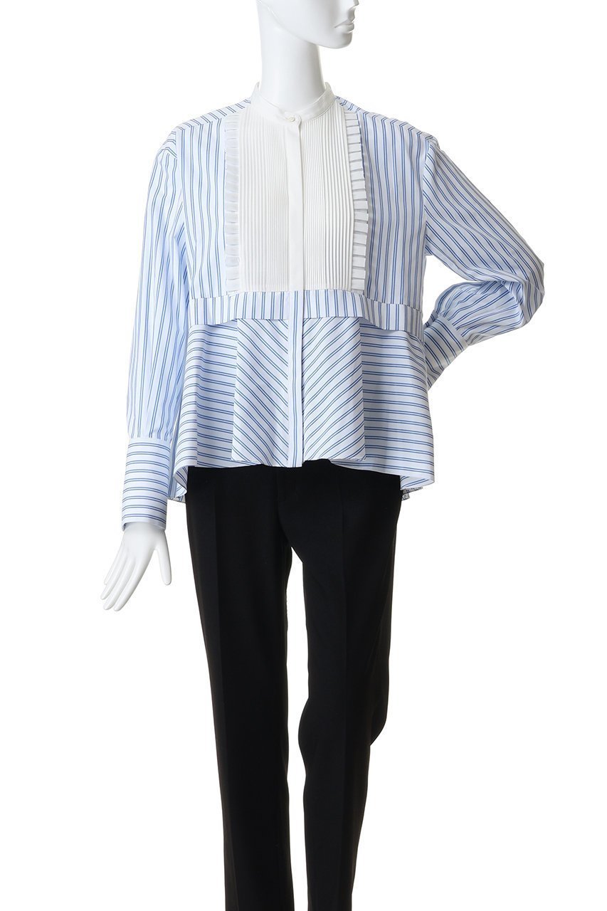 【ティアラ/Tiara】の《別注》【MARILYN MOON】フロントフリルブラウス 人気、トレンドファッション・服の通販 founy(ファニー) 　ファッション　Fashion　レディースファッション　Fashion for Women　トップス・カットソー　Cut & Sew Tops　シャツ・ブラウス・オフィスカジュアル　Elegant Blouses & Button-Ups　ストライプ　Stripe, Striped Pattern　スリーブ　Sleeve, Long Sleeve / Short Sleeve　デニム　Denim, Jeans Material　フリル　Frill, Ruffle　ペプラム　Peplum, Flared Hem　ロング　Long, Long-Length　別注　Limited Edition, Custom Order　新作・新入荷　New Arrivals / New In　other-2|ID: prp329100004875758 ipo3291000000036367213