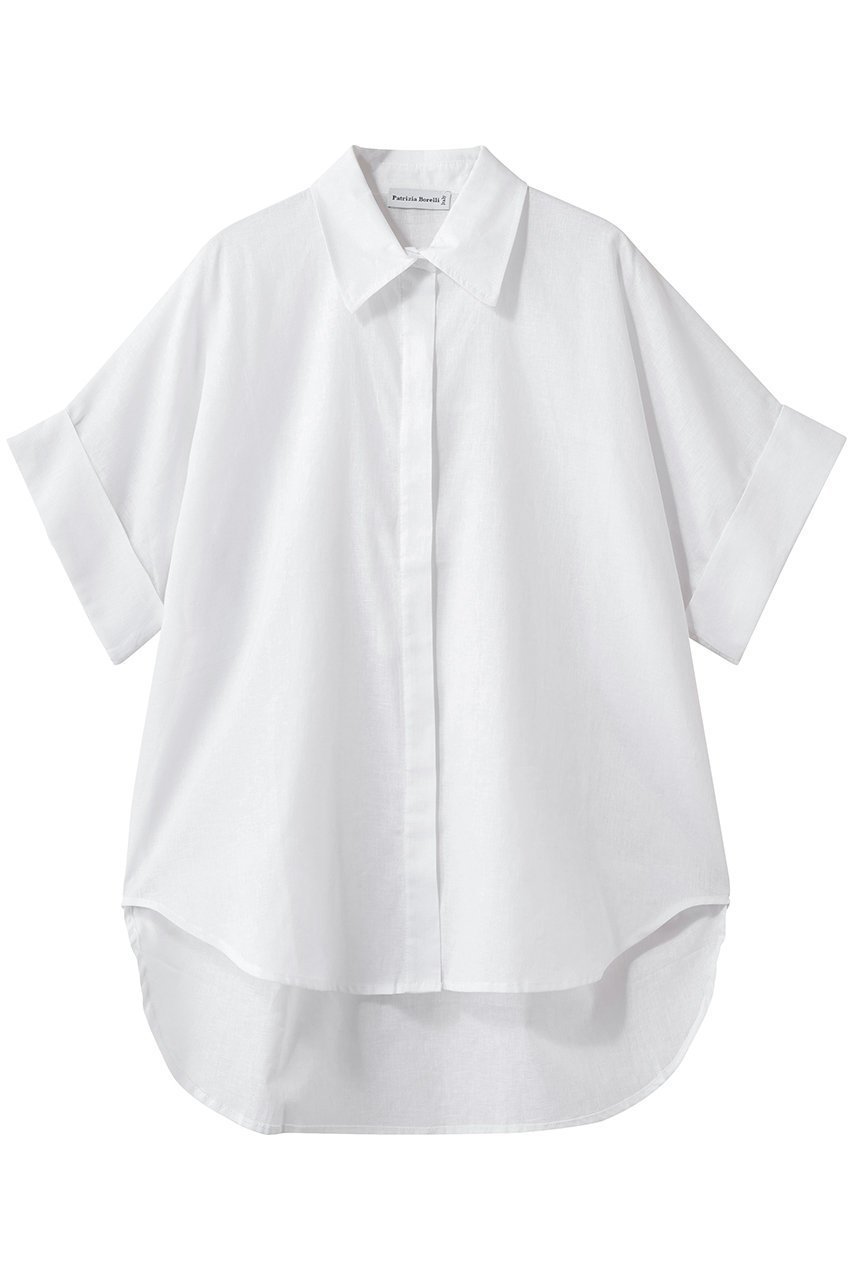 【ティアラ/Tiara】の【Patrizia Borelli】ブラウス インテリア・キッズ・メンズ・レディースファッション・服の通販 founy(ファニー) 　ファッション　Fashion　レディースファッション　Fashion for Women　トップス・カットソー　Cut & Sew Tops　シャツ・ブラウス・オフィスカジュアル　Elegant Blouses & Button-Ups　イタリア　Italy　ショート　Short, Short Length　シンプル　Simple, Minimal　スリーブ　Sleeve, Long Sleeve / Short Sleeve　リネン　Linen, Linen Fabric　新作・新入荷　New Arrivals / New In　ホワイト|ID: prp329100004875759 ipo3291000000036367218