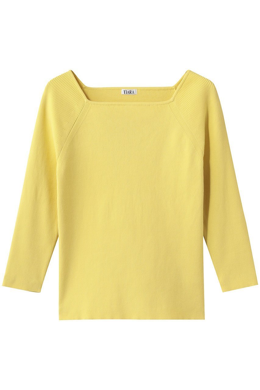 【ティアラ/Tiara】のスクエアネックリブニット インテリア・キッズ・メンズ・レディースファッション・服の通販 founy(ファニー) 　ファッション　Fashion　レディースファッション　Fashion for Women　トップス・カットソー　Cut & Sew Tops　ニット　Knit Tops & Sweaters　カジュアルプルオーバー・ニットトップス　Pullovers & Knit Tops / Casual Pullovers　なめらか　Smooth, Silky Texture　インナー　Innerwear　シンプル　Simple, Minimal　スクエア　Square, Square Shape　デコルテ　Décolleté, Neckline　新作・新入荷　New Arrivals / New In　イエロー|ID: prp329100004875763 ipo3291000000036367238
