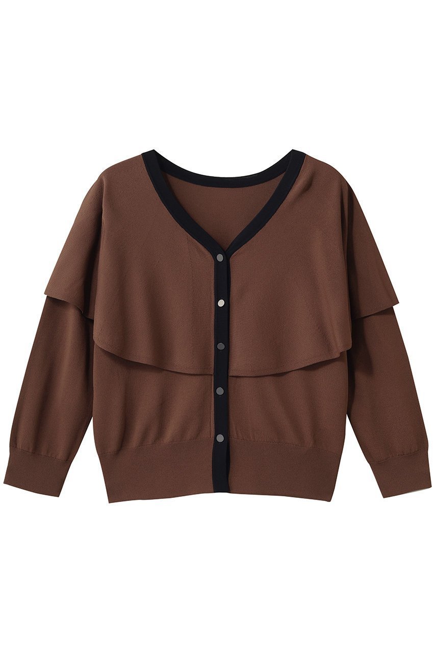 【ティアラ/Tiara】のVネックケープニット インテリア・キッズ・メンズ・レディースファッション・服の通販 founy(ファウニー) 　ファッション　Fashion　レディースファッション　Fashion for Women　トップス・カットソー　Cut & Sew Tops　ニット　Knit Tops & Sweaters　カーディガン・羽織り　Layered Style Cardigans　Vネックトップス　V-Neck Tops / V-Cut Neckline Shirts　とろみ　Fluid, Flowy Fabric　カーディガン　Cardigan, Knitwear　コンパクト　Compact, Small Size　フレア　Flare, Flared　エレガント 上品　Elegant　ブラウン|ID: prp329100004875765 ipo3291000000037029280