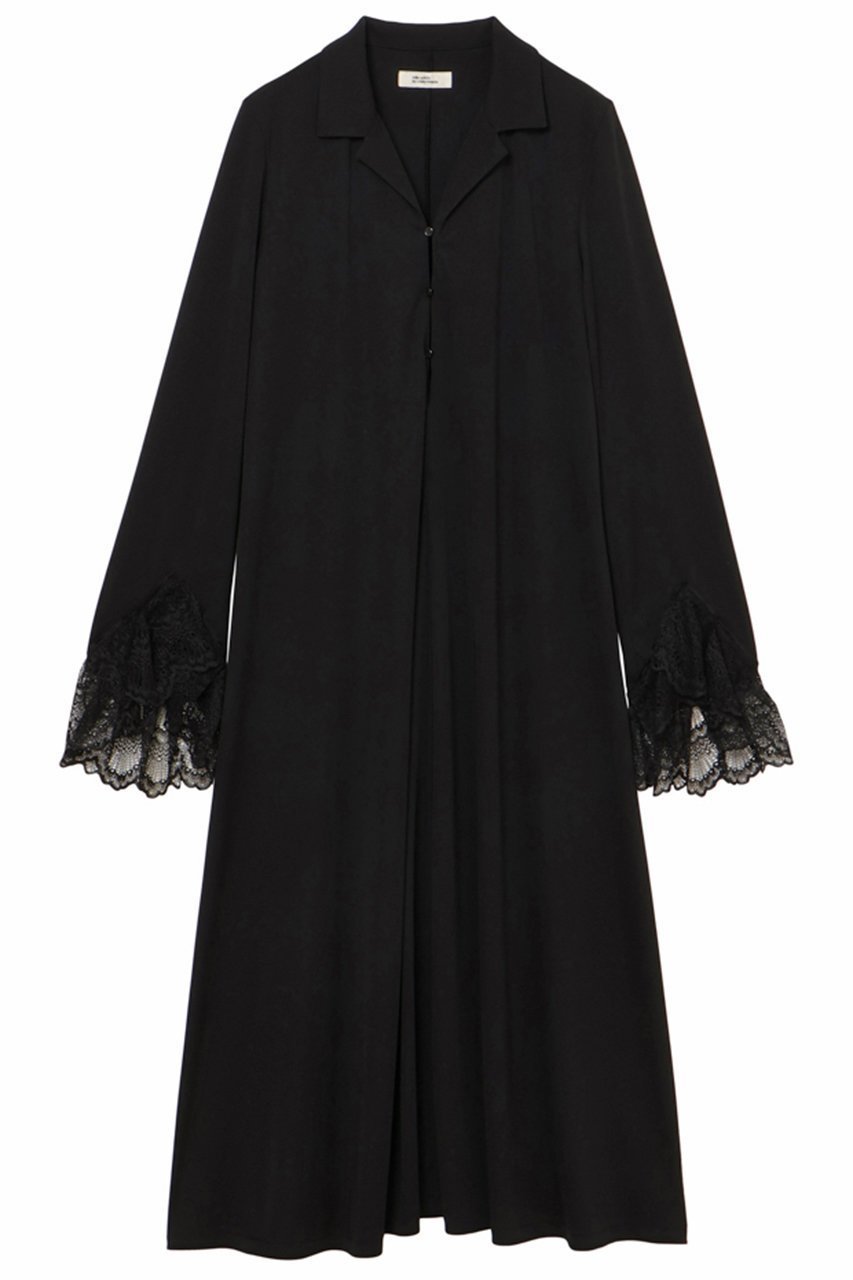 【ミラ ショーン バイ チカ キサダ/mila schon by chika kisada】のオープンカラージャージドレス インテリア・キッズ・メンズ・レディースファッション・服の通販 founy(ファニー) 　ファッション　Fashion　レディースファッション　Fashion for Women　ワンピース　Dresses　フォーマル・パーティードレス・結婚式用ドレス　Elegant & Casual Dresses　チュニック　Tunic Tops & Dresses　エレガント 上品　Elegant　スカラップ　Scallop, Scalloped Edge　チュニック　Tunic, Long Top　ドレス　Dress, One-Piece　レース　Lace, Lace Fabric　ロング　Long, Long-Length　新作・新入荷　New Arrivals / New In　ブラック|ID: prp329100004875787 ipo3291000000036367382