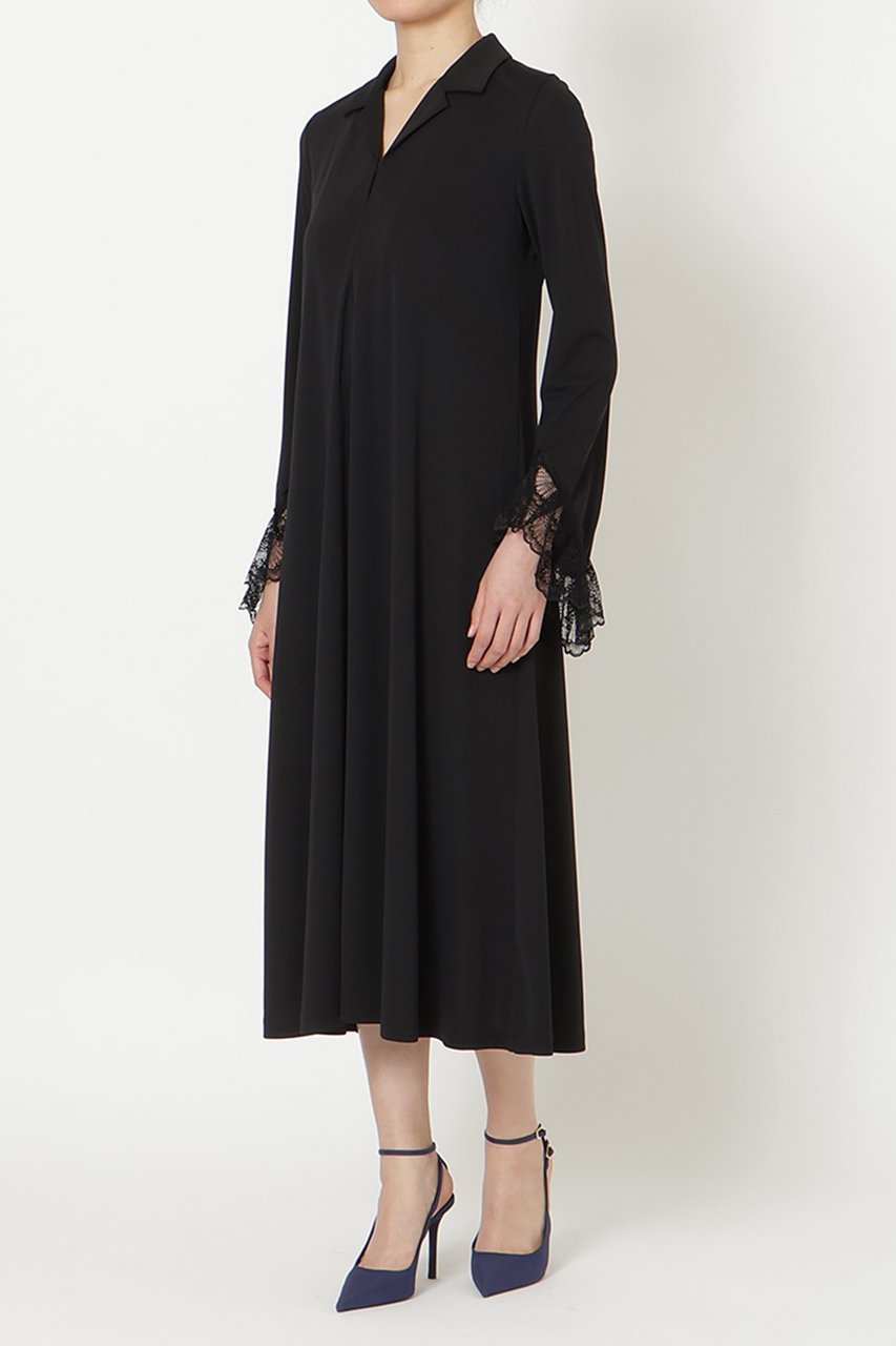 【ミラ ショーン バイ チカ キサダ/mila schon by chika kisada】のオープンカラージャージドレス 人気、トレンドファッション・服の通販 founy(ファニー) 　ファッション　Fashion　レディースファッション　Fashion for Women　ワンピース　Dresses　フォーマル・パーティードレス・結婚式用ドレス　Elegant & Casual Dresses　チュニック　Tunic Tops & Dresses　エレガント 上品　Elegant　スカラップ　Scallop, Scalloped Edge　チュニック　Tunic, Long Top　ドレス　Dress, One-Piece　レース　Lace, Lace Fabric　ロング　Long, Long-Length　新作・新入荷　New Arrivals / New In　other-7|ID: prp329100004875787 ipo3291000000036367390