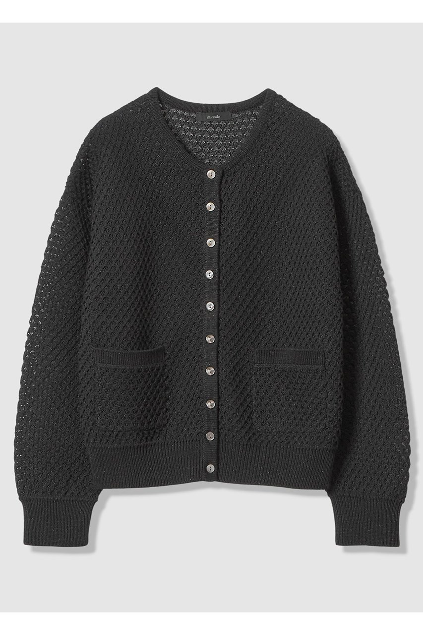 【アルアバイル/allureville】の透かし編みカーディガン インテリア・キッズ・メンズ・レディースファッション・服の通販 founy(ファニー) 　ファッション　Fashion　レディースファッション　Fashion for Women　トップス・カットソー　Cut & Sew Tops　ニット　Knit Tops & Sweaters　カーディガン・羽織り　Layered Style Cardigans　カーディガン　Cardigan, Knitwear　シンプル　Simple, Minimal　ミックス　Mix, Mixed Style　メタリック　Metallic, Shiny Finish　メッシュ　Mesh, Net Fabric　エレガント 上品　Elegant　夏　Summer　新作・新入荷　New Arrivals / New In　ブラック|ID: prp329100004875792 ipo3291000000036367427