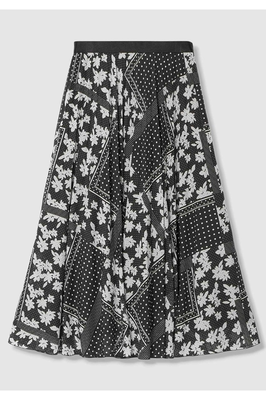 【アナイ/ANAYI】の【セットアップ対応商品】ドットパッチワークプリントプリーツ スカート インテリア・キッズ・メンズ・レディースファッション・服の通販 founy(ファニー) 　ファッション　Fashion　レディースファッション　Fashion for Women　セットアップ　Matching Sets　スカート・ミニ/ミディ/マキシ　Skirts / Mini, Midi & Maxi Skirts　スカート　Skirts　プリーツスカート / 上品フェミニンスタイル　Pleated Skirts　ロングスカート　Long Skirts / Maxi & Midi Skirts　おすすめ　Recommended / Our Picks　スカーフ　Scarf, Neckwear　セットアップ　Set-Up, Coordinated Outfit　ドット　Polka Dot, Dot Pattern　パッチワーク　Patchwork, Mixed Fabric　フラワー　Flower, Floral　フレア　Flare, Flared　プリント　Print, Printed Pattern　プリーツ　Pleats, Pleated　モノトーン　Monotone, Black and White　リラックス　Relax, Relaxed Fit　ロング　Long, Long-Length　エレガント 上品　Elegant　新作・新入荷　New Arrivals / New In　ブラック|ID: prp329100004875796 ipo3291000000036367451