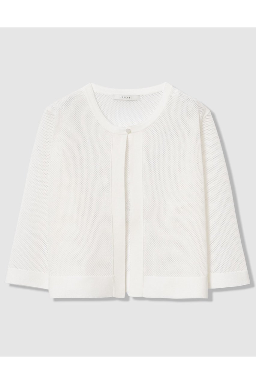 【アナイ/ANAYI】の【セットアップ対応商品】ニッティングメッシュクルー カーディガン インテリア・キッズ・メンズ・レディースファッション・服の通販 founy(ファニー) 　ファッション　Fashion　レディースファッション　Fashion for Women　トップス・カットソー　Cut & Sew Tops　ニット　Knit Tops & Sweaters　カーディガン・羽織り　Layered Style Cardigans　おすすめ　Recommended / Our Picks　カーディガン　Cardigan, Knitwear　ショート　Short, Short Length　シンプル　Simple, Minimal　セットアップ　Set-Up, Coordinated Outfit　バランス　Balance, Style Balance　ミックス　Mix, Mixed Style　メッシュ　Mesh, Net Fabric　レース　Lace, Lace Fabric　夏　Summer　新作・新入荷　New Arrivals / New In　オフホワイト|ID: prp329100004875803 ipo3291000000036367496