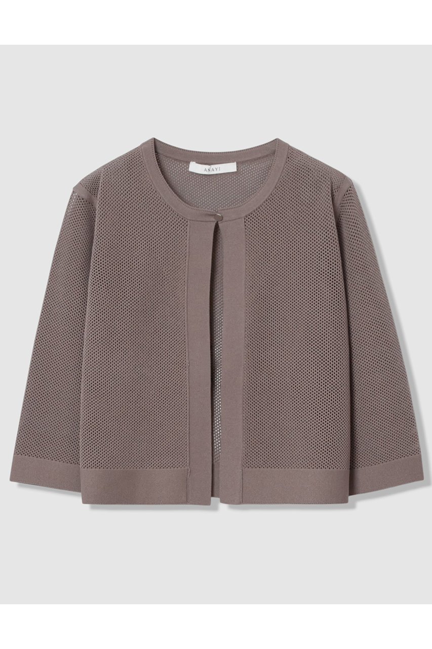 【アナイ/ANAYI】の【セットアップ対応商品】ニッティングメッシュクルー カーディガン インテリア・キッズ・メンズ・レディースファッション・服の通販 founy(ファニー) 　ファッション　Fashion　レディースファッション　Fashion for Women　トップス・カットソー　Cut & Sew Tops　ニット　Knit Tops & Sweaters　カーディガン・羽織り　Layered Style Cardigans　おすすめ　Recommended / Our Picks　カーディガン　Cardigan, Knitwear　ショート　Short, Short Length　シンプル　Simple, Minimal　セットアップ　Set-Up, Coordinated Outfit　バランス　Balance, Style Balance　ミックス　Mix, Mixed Style　メッシュ　Mesh, Net Fabric　レース　Lace, Lace Fabric　夏　Summer　新作・新入荷　New Arrivals / New In　モカ|ID: prp329100004875803 ipo3291000000036367497